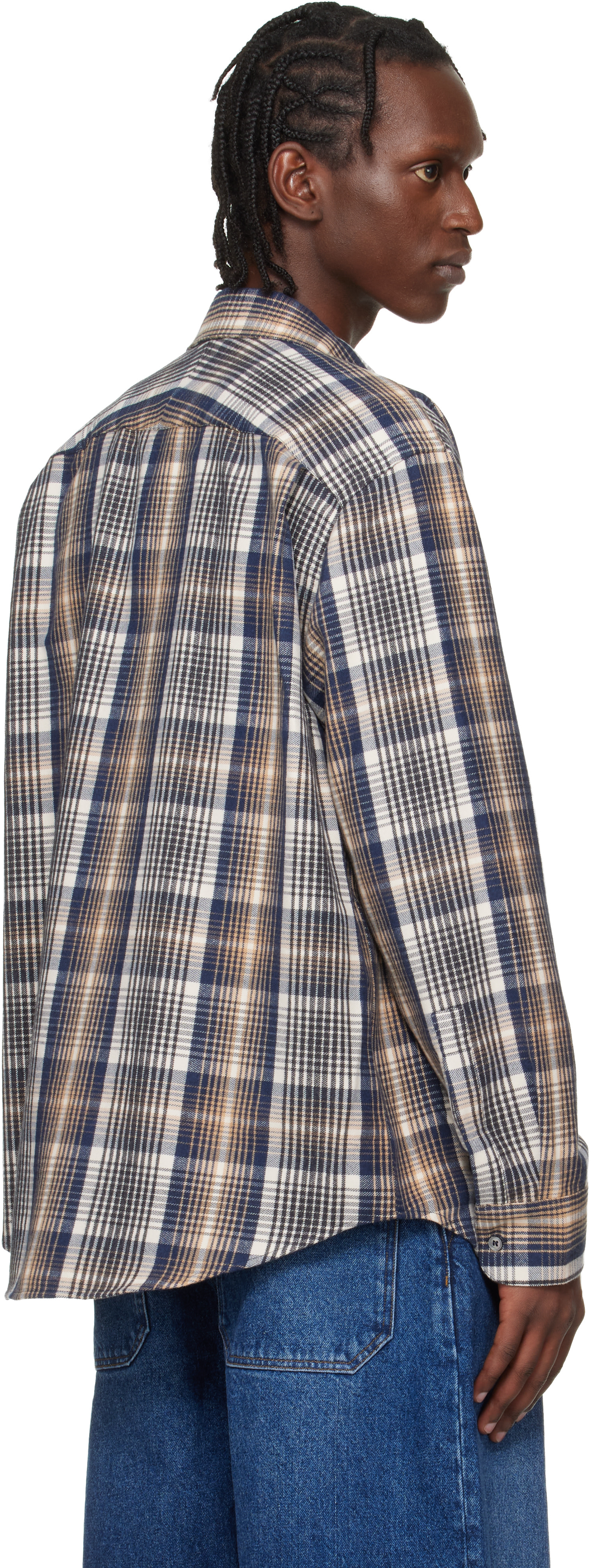 Studio Nicholson - Navy & Beige Aaron Levine Edition View Check Shirt