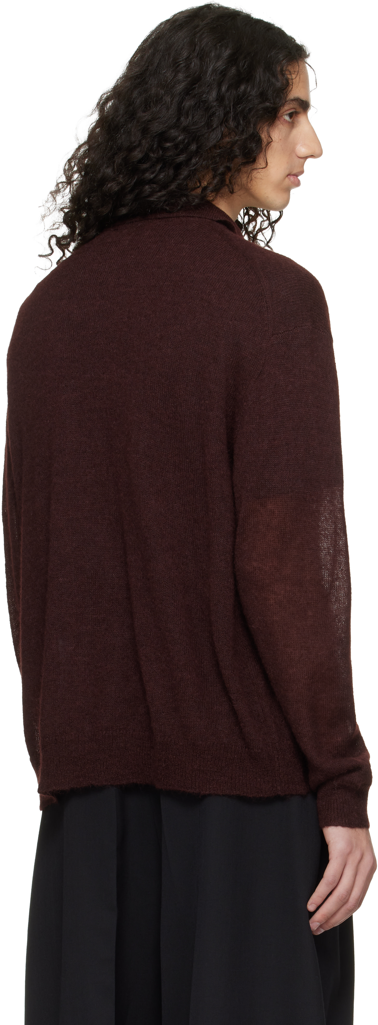 Studio Nicholson: Burgundy Hamto Kint Cardigan | SSENSE