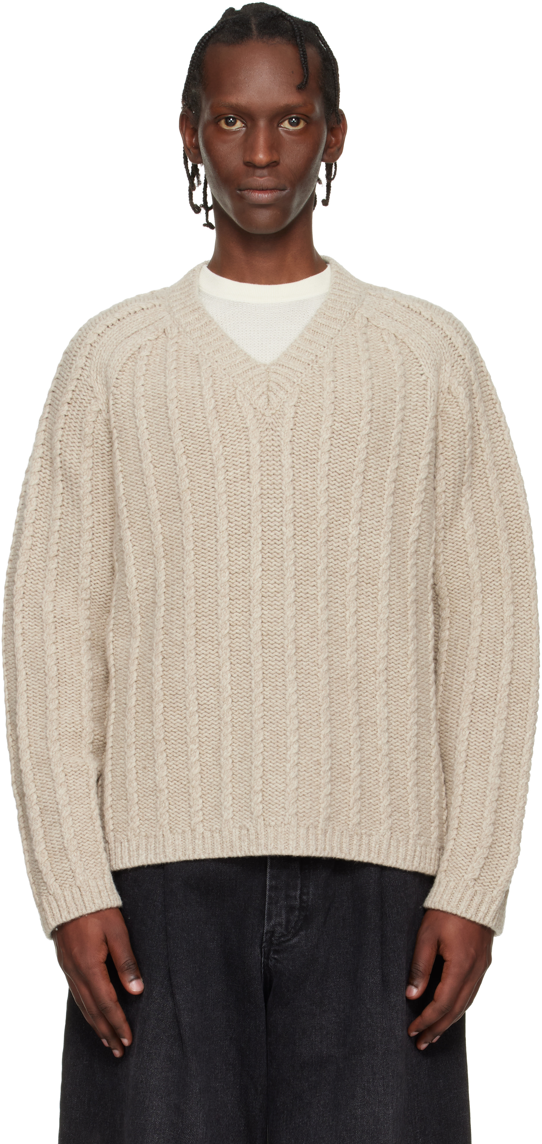 Studio Nicholson: Beige Sussex Knit Sweater | SSENSE Denmark