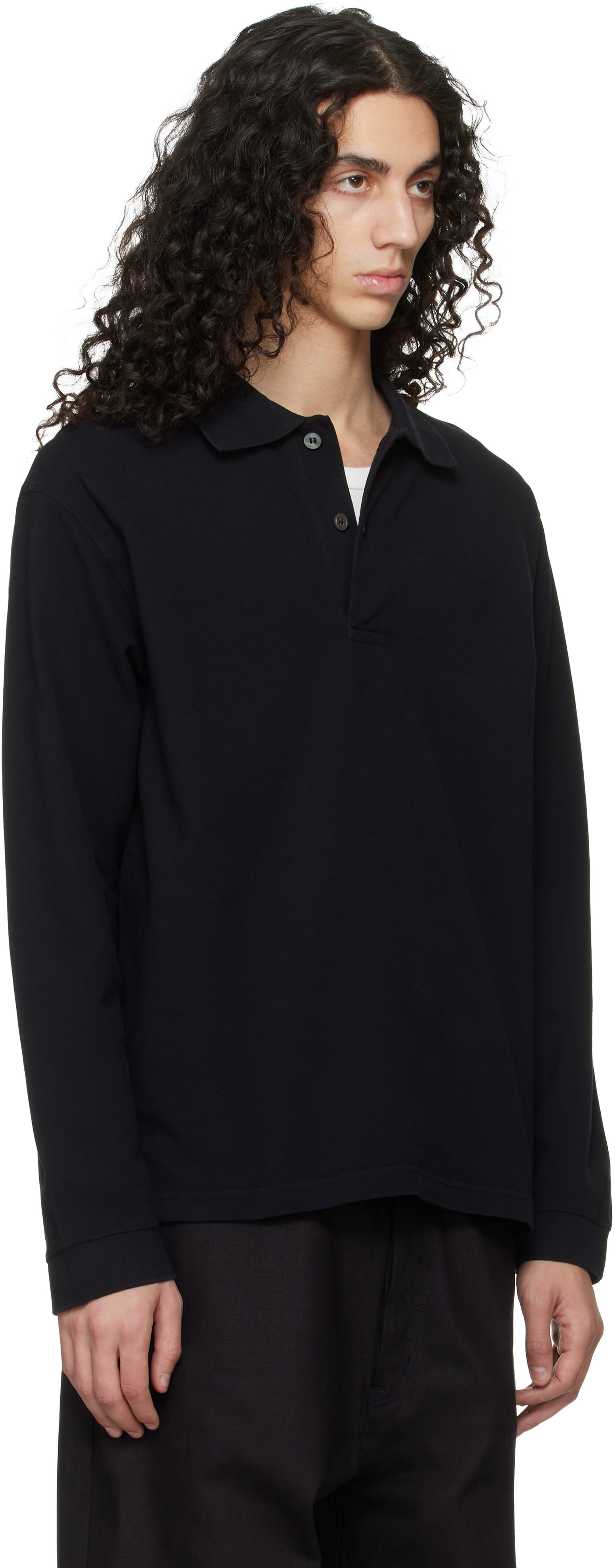 Studio Nicholson: Black Ozero Jersey Polo | SSENSE