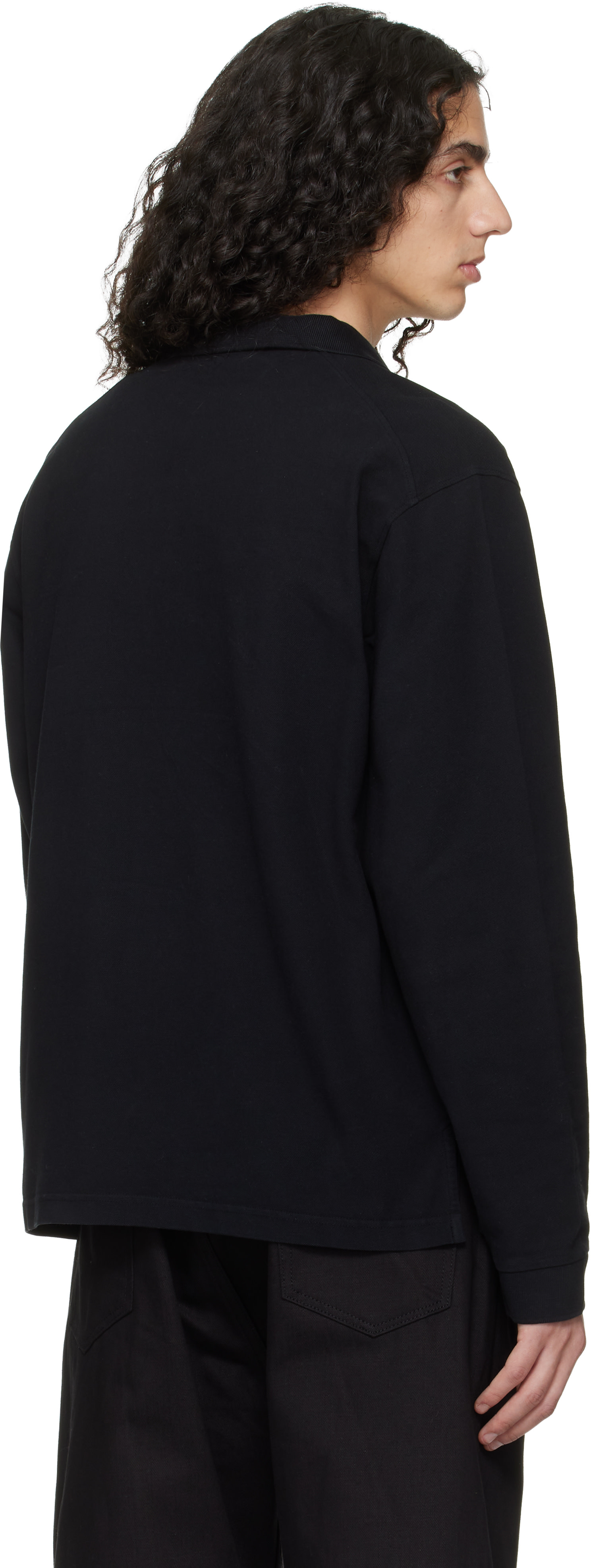 Studio Nicholson: Black Ozero Jersey Polo | SSENSE