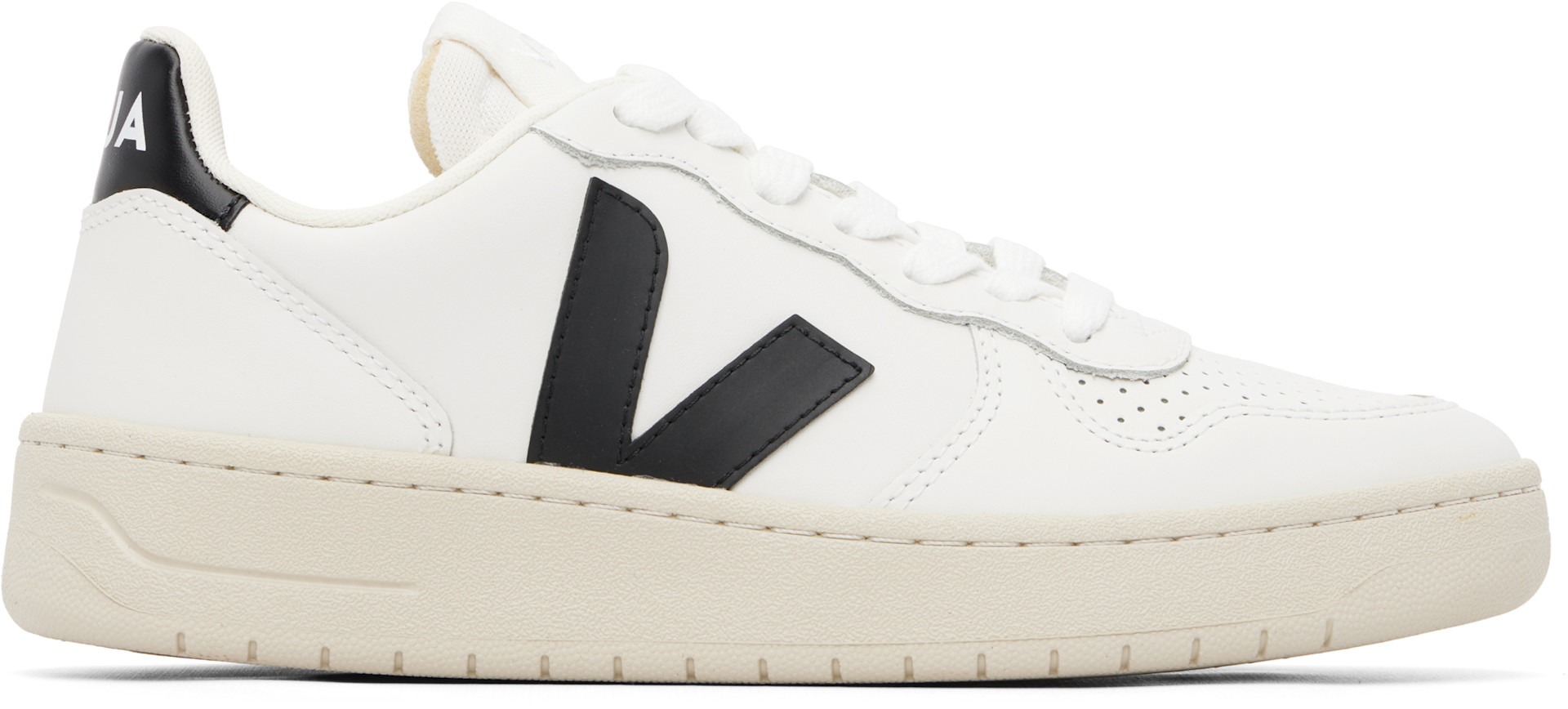 VEJA: ホワイト＆ブラック V-10 レザースニーカー | SSENSE 日本