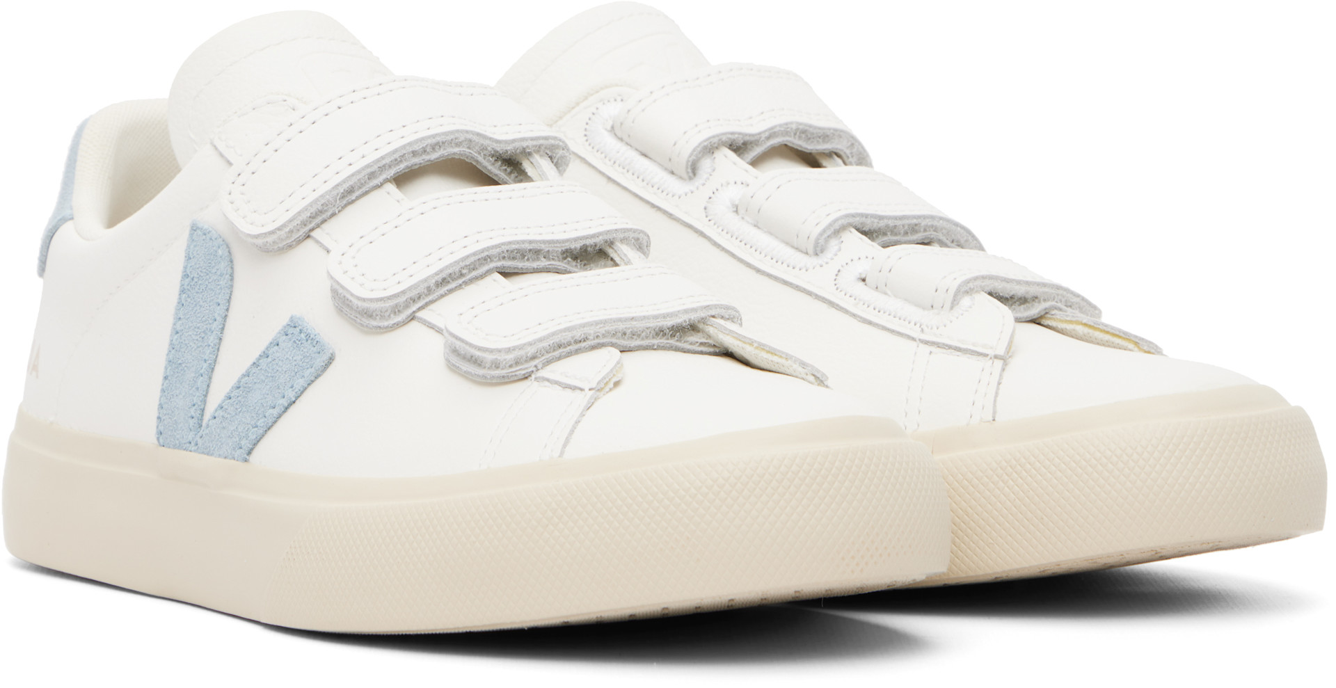 VEJA - Baskets Recife blanc et bleu en cuir