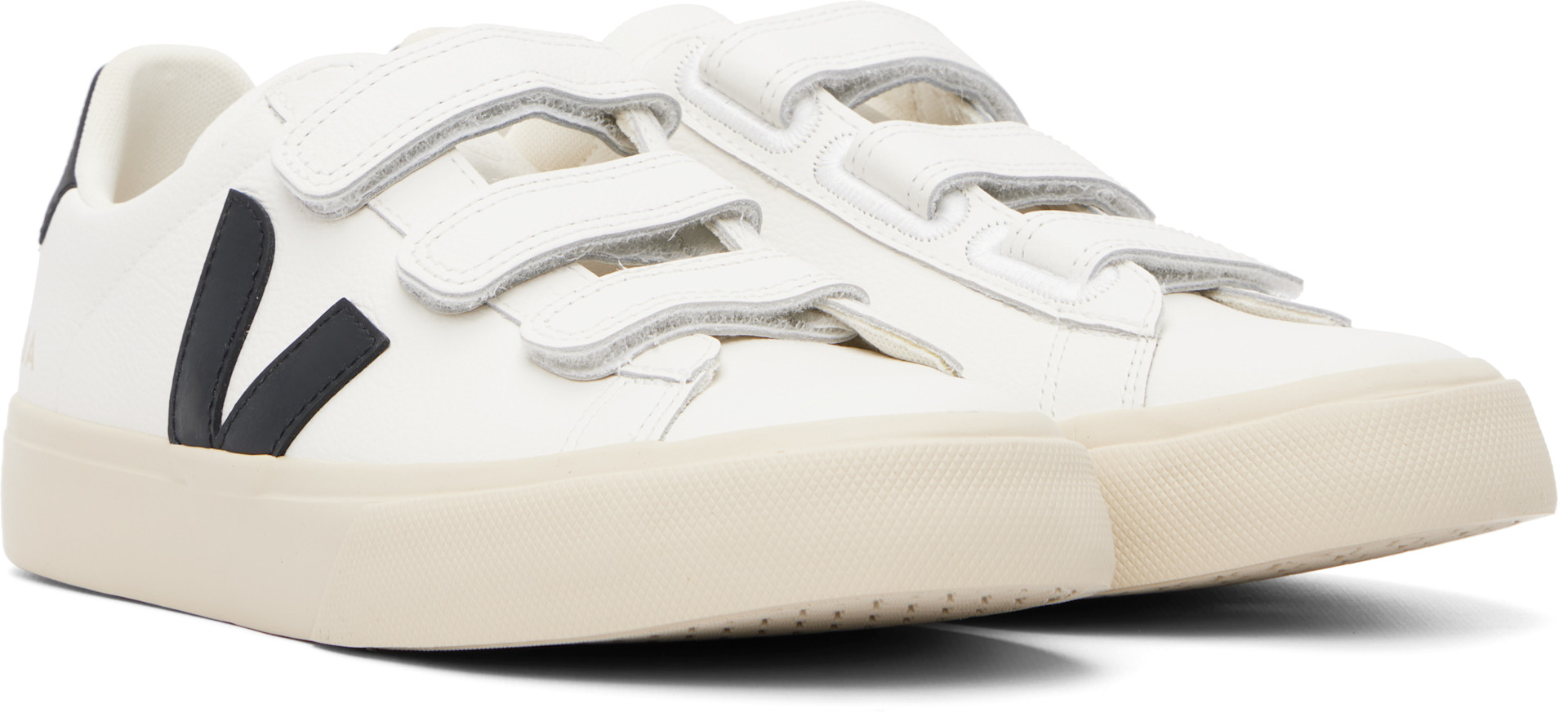VEJA: White & Black Recife Leather Sneakers | SSENSE