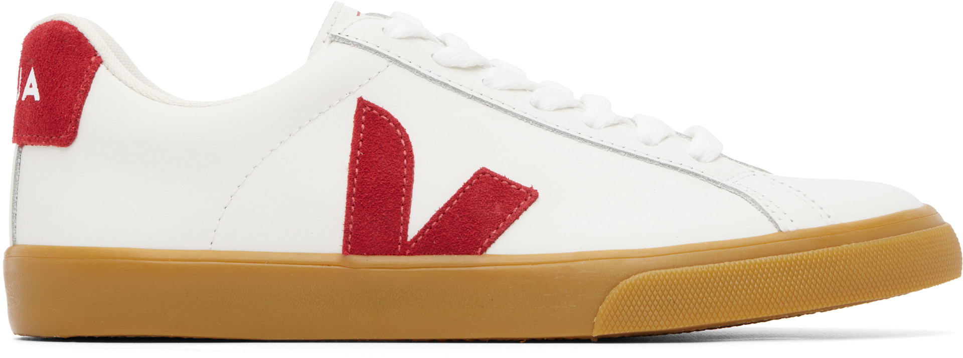 VEJA - Baskets Esplar blanc et rouge en cuir