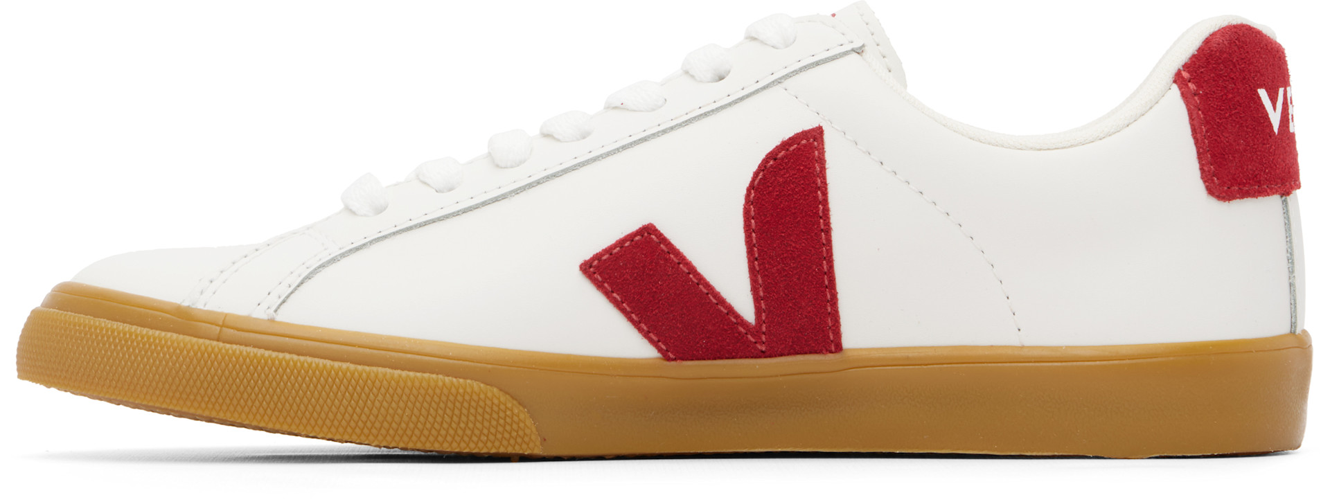 VEJA - Baskets Esplar blanc et rouge en cuir