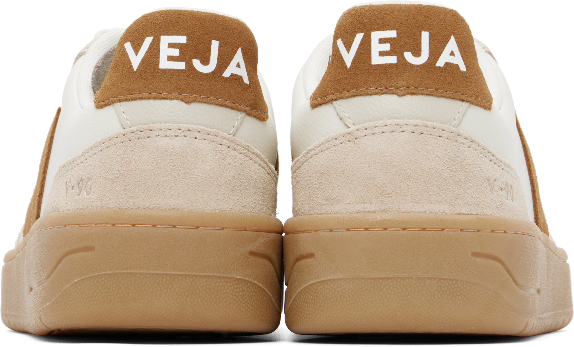 VEJA - Off-White & Tan V-90 Leather Sneakers