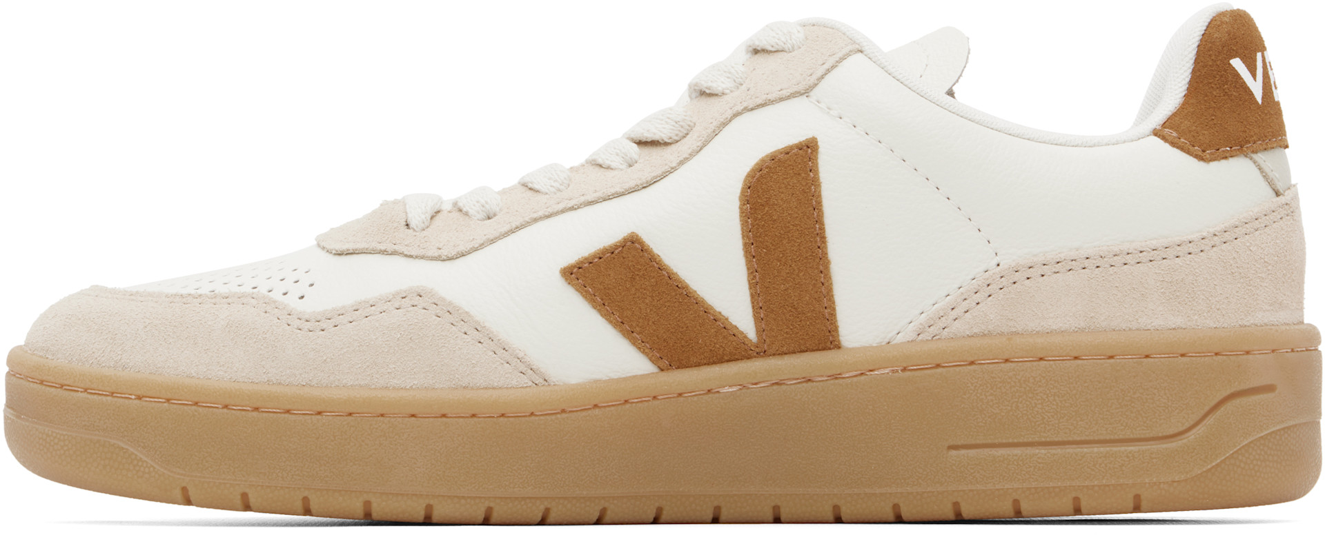 VEJA - Off-White & Tan V-90 Leather Sneakers