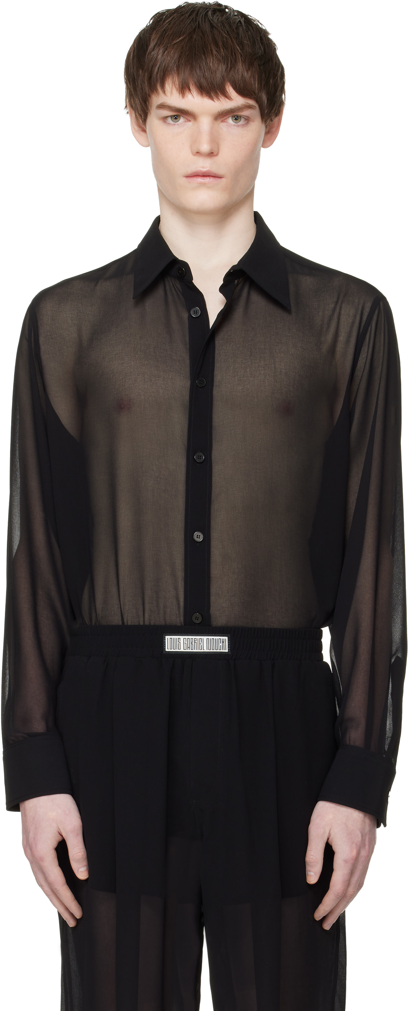 LGN Louis Gabriel Nouchi: Black Classic Transparent Shirt | SSENSE