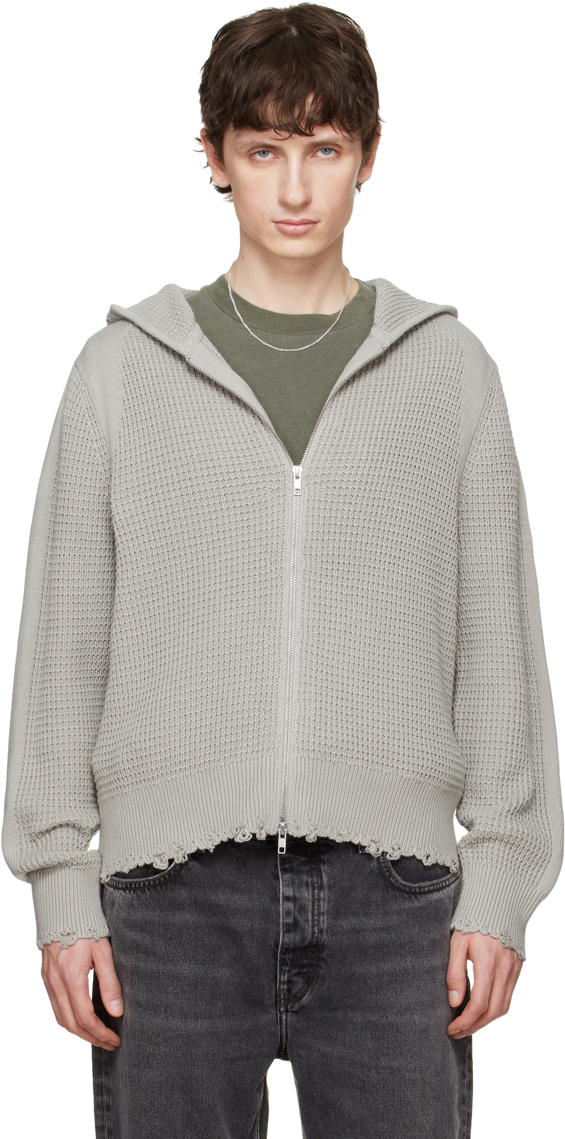 Won Hundred - Pull à capuche Glasgow gris en tricot