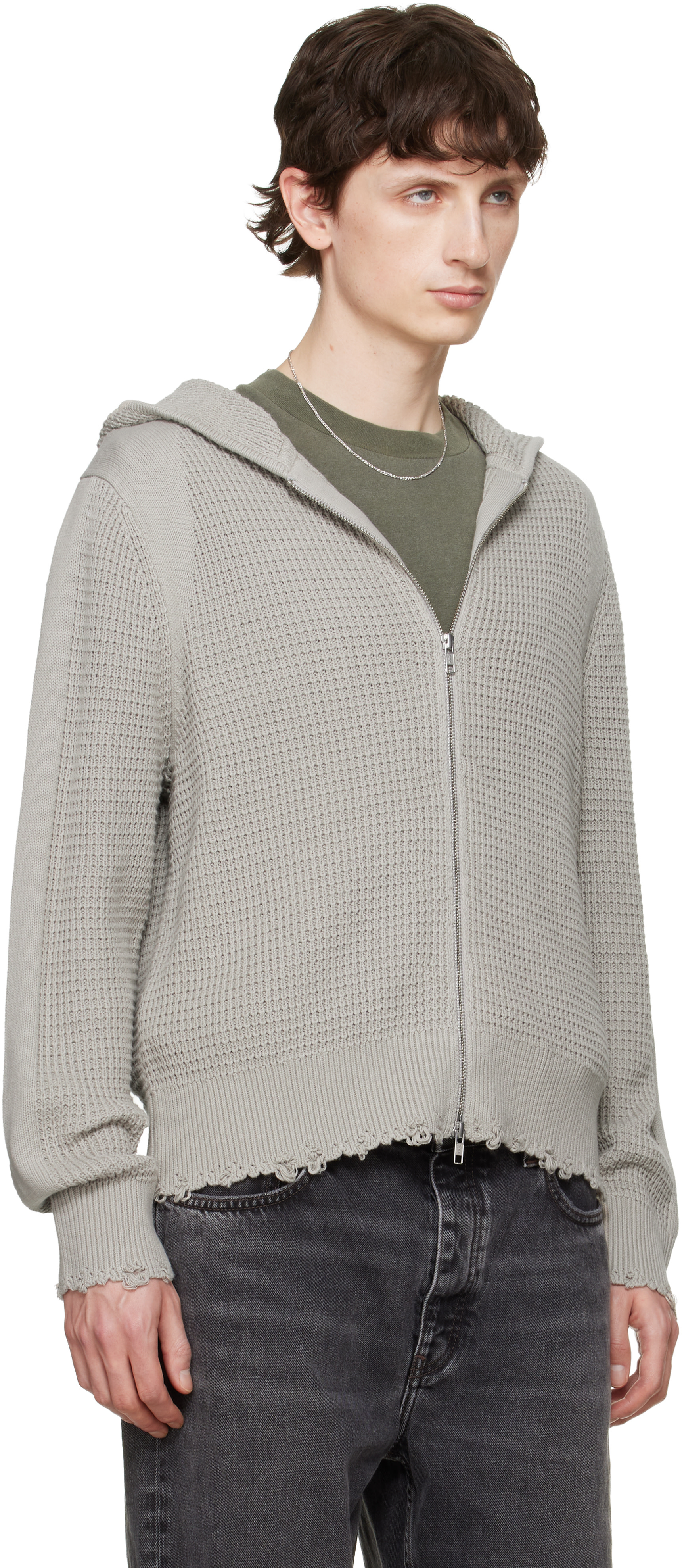 Won Hundred - Pull à capuche Glasgow gris en tricot