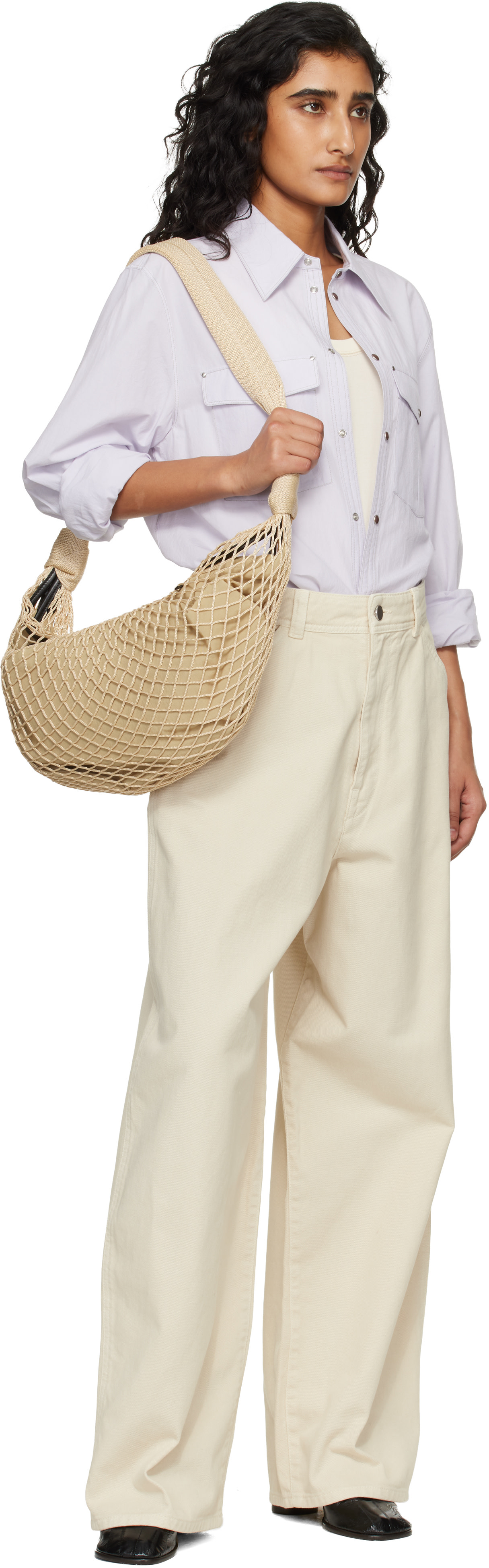 LEMAIRE: Beige Croissant Filt Bag | SSENSE Canada