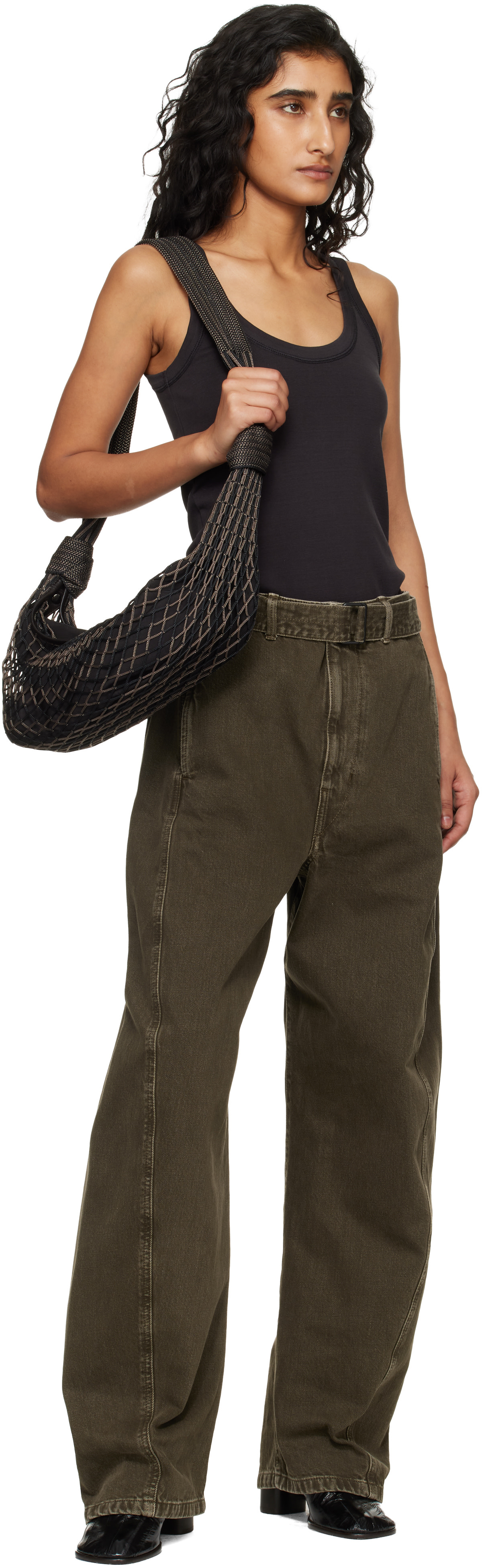 LEMAIRE ショルダーバッグルメールブラウンCROISSANT FILT LEMAIRE: Brown & Black Croissant Filt Bag | SSENSE