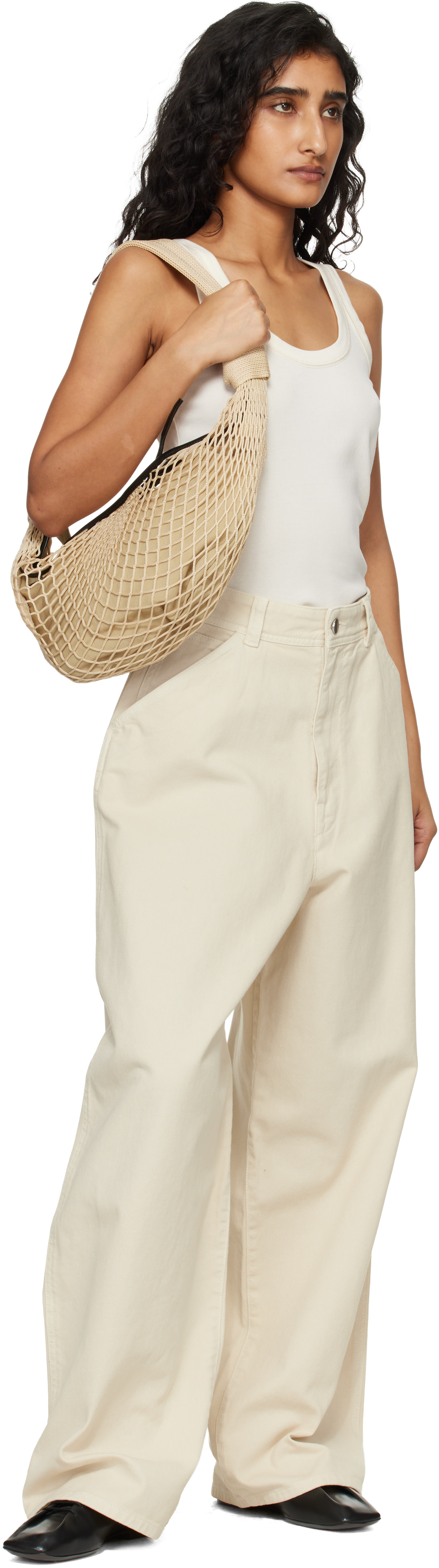 LEMAIRE: Beige Fortune Croissant Filt Bag | SSENSE