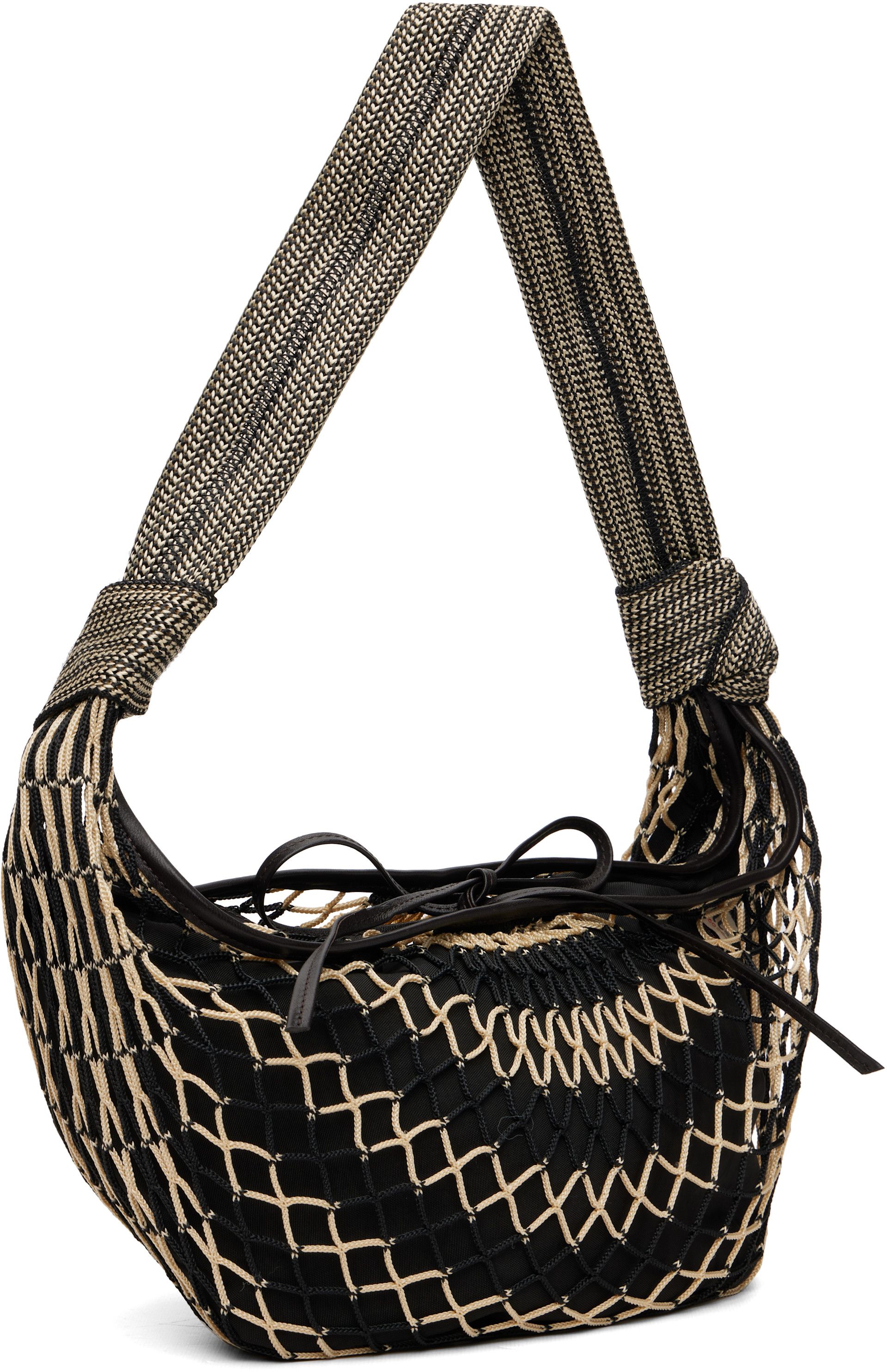 LEMAIRE: Beige & Black Fortune Croissant Filt Bag | SSENSE