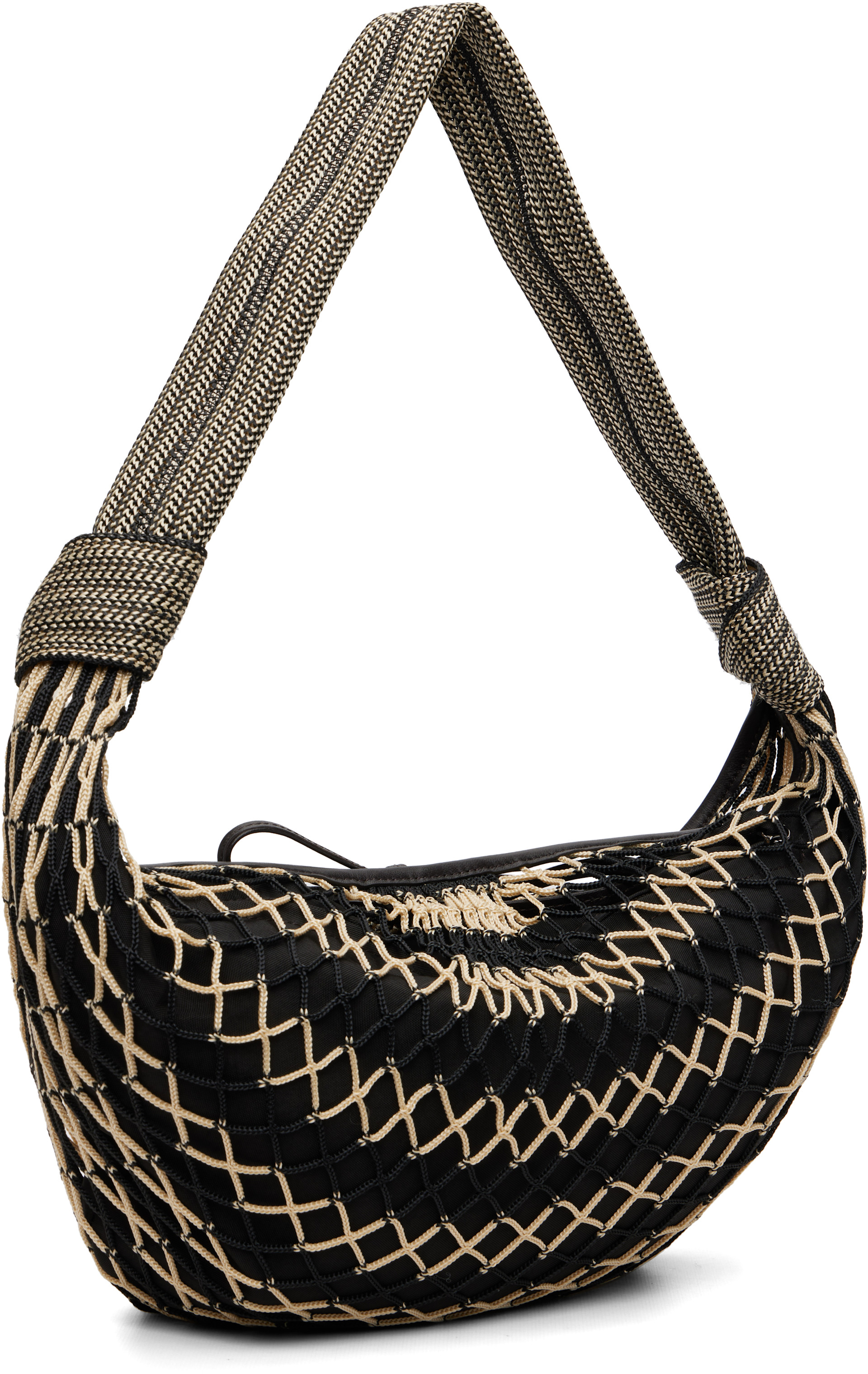 LEMAIRE: Beige & Black Fortune Croissant Filt Bag | SSENSE