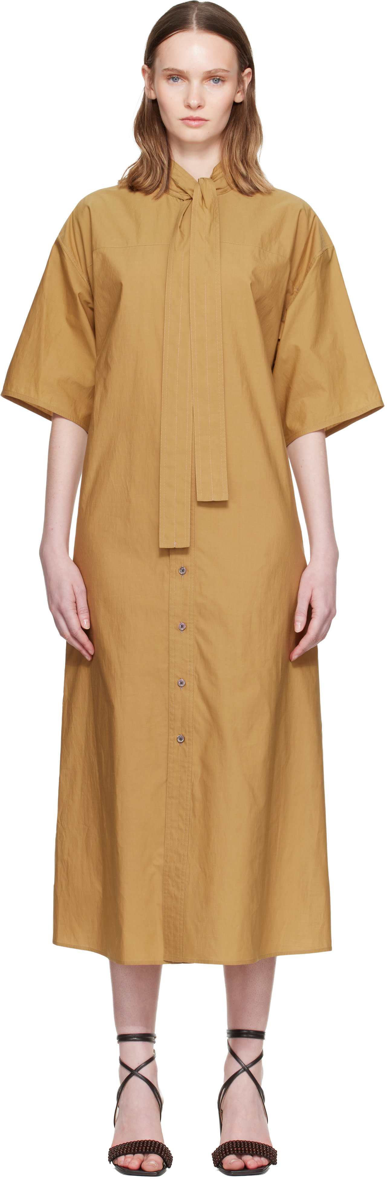LEMAIRE - Robe midi réversible brun clair