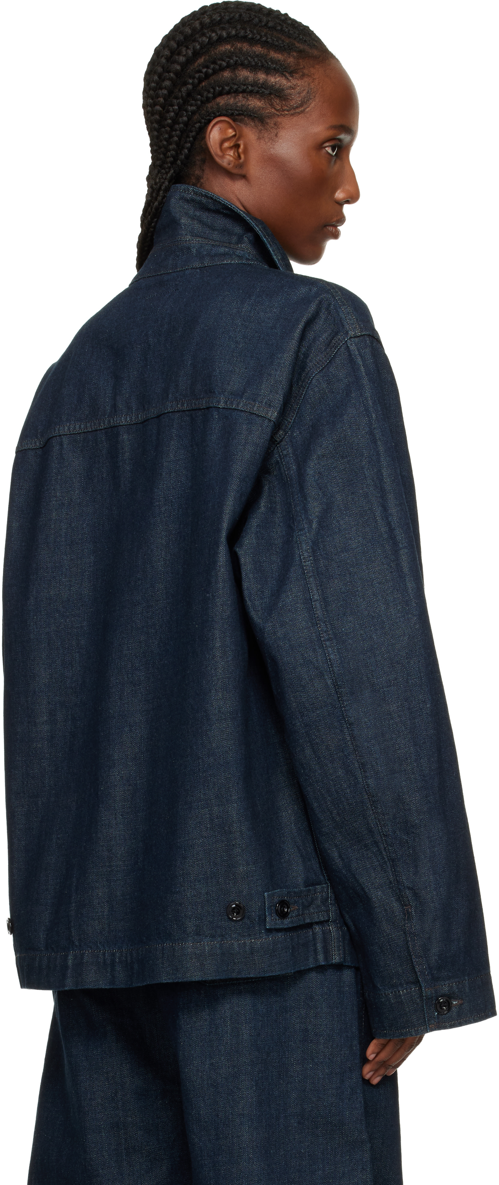 LEMAIRE: Navy Boxy Denim Jacket | SSENSE