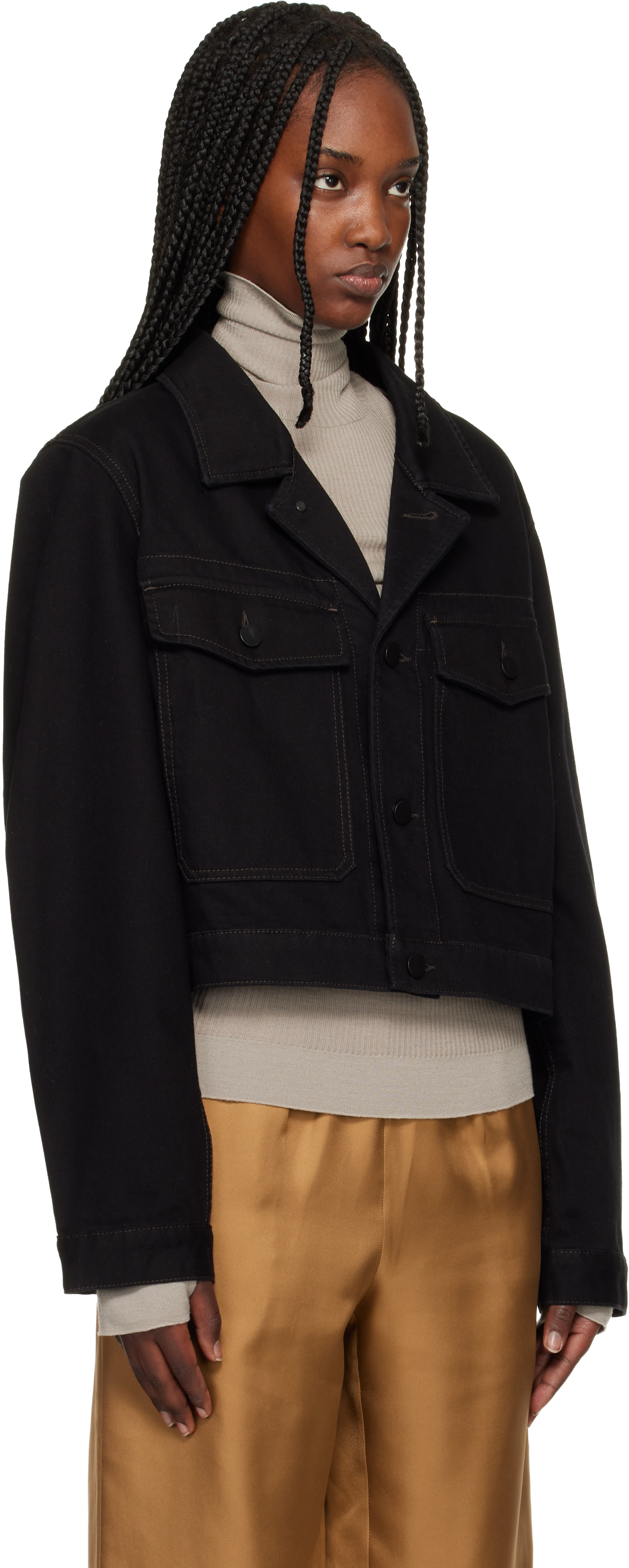 LEMAIRE - Blouson écourté noir en denim