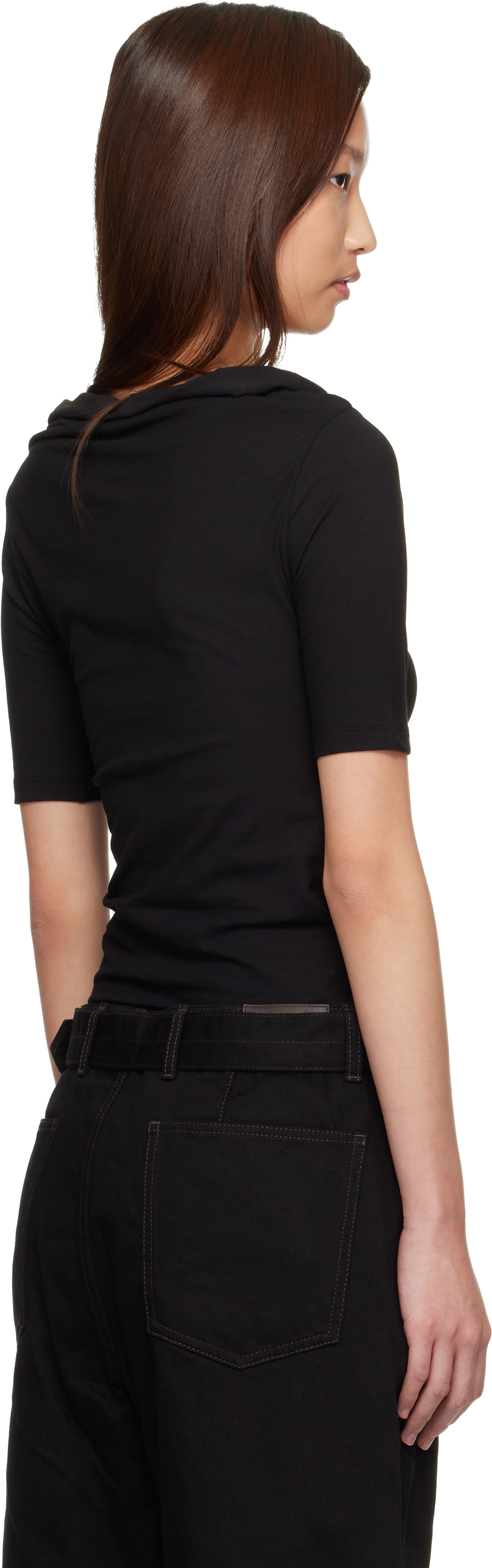 LEMAIRE - T-shirt à manches courtes drapé noir