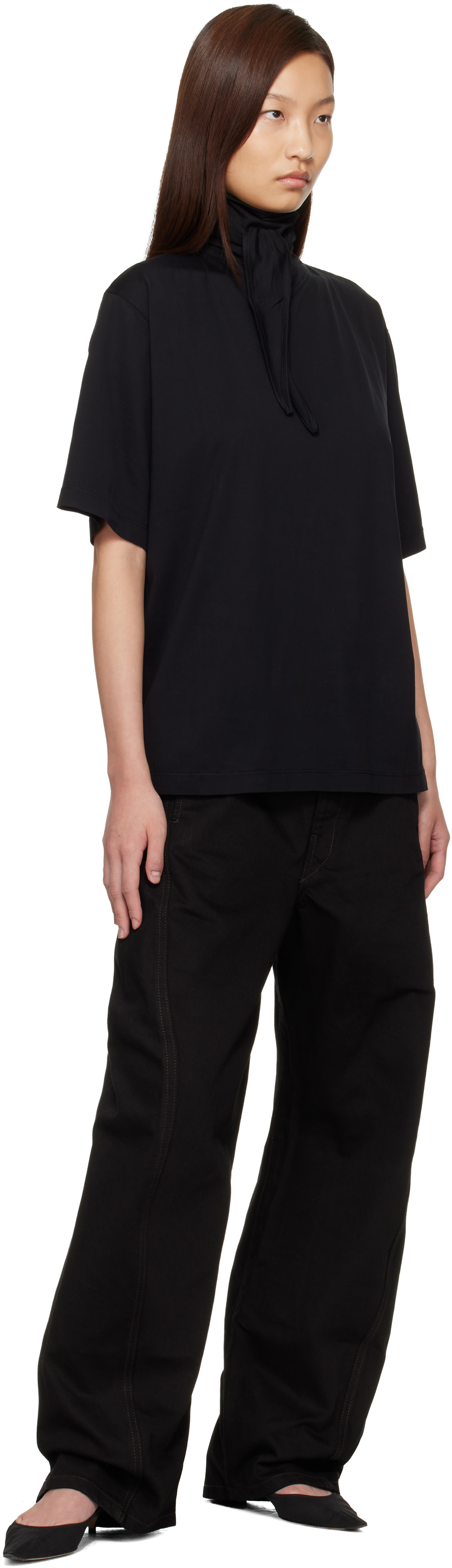 LEMAIRE: Black Foulard T-shirt | SSENSE