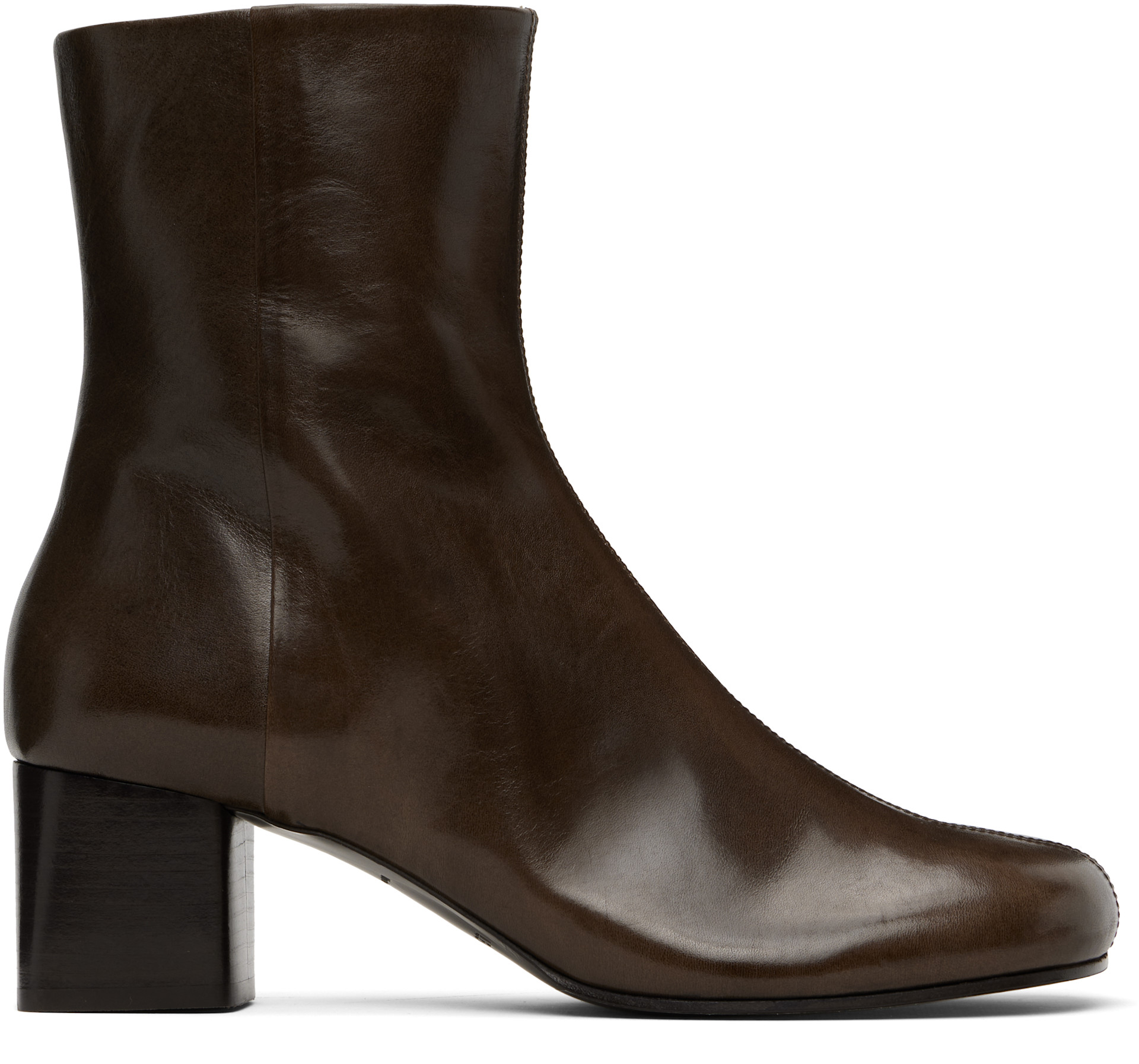 LEMAIRE - Bottes brunes à bout anatomique