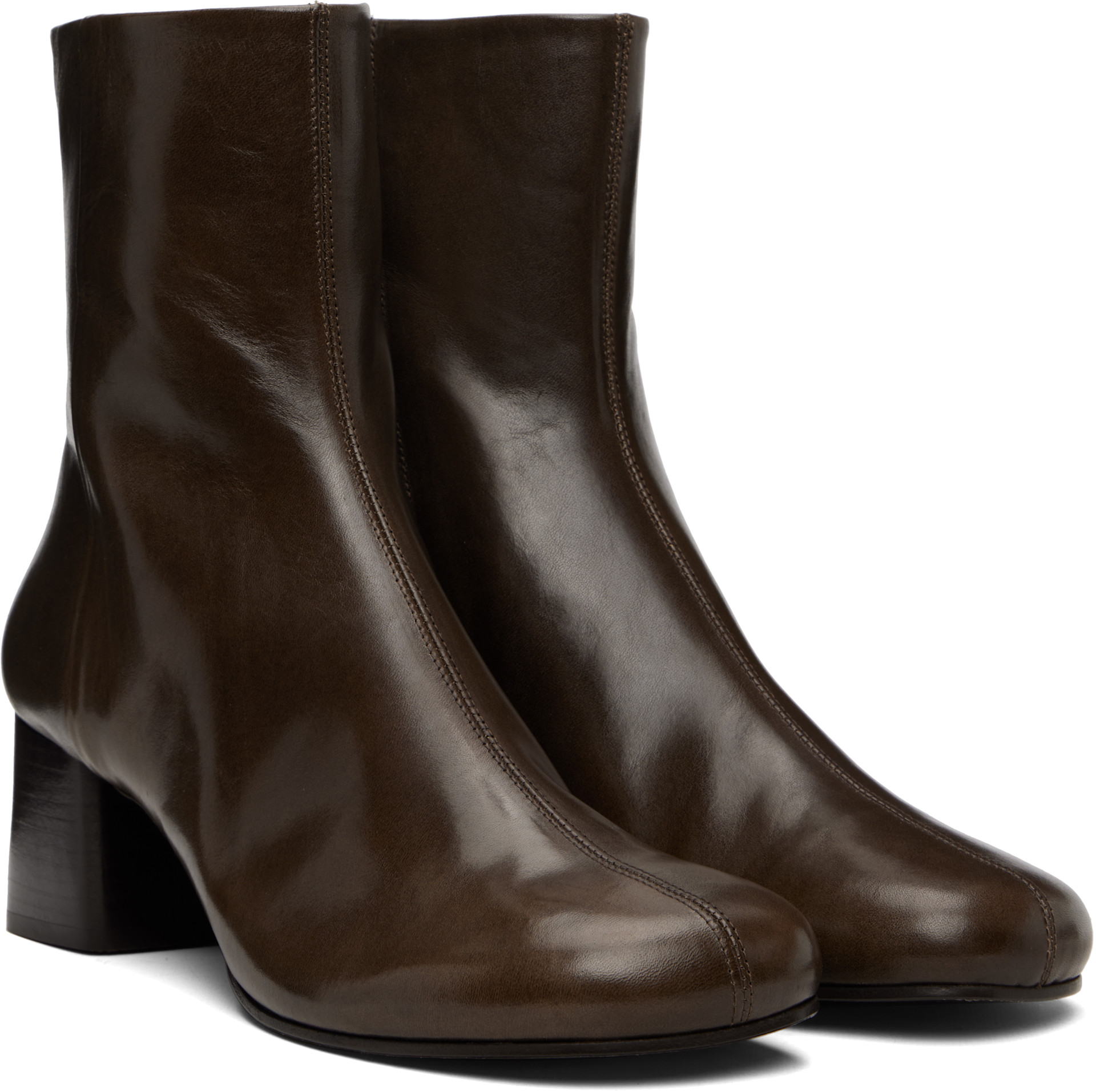 LEMAIRE - Bottes brunes à bout anatomique