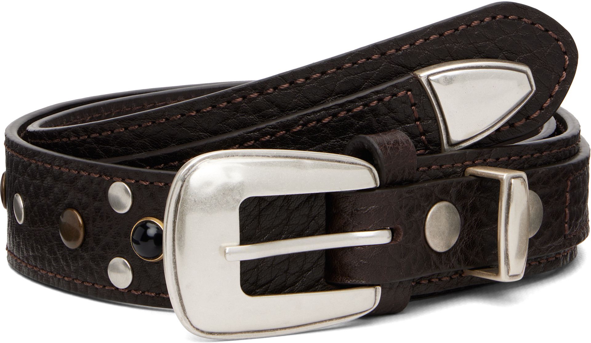 LEMAIRE: Brown Western Studs 30 Belt | SSENSE
