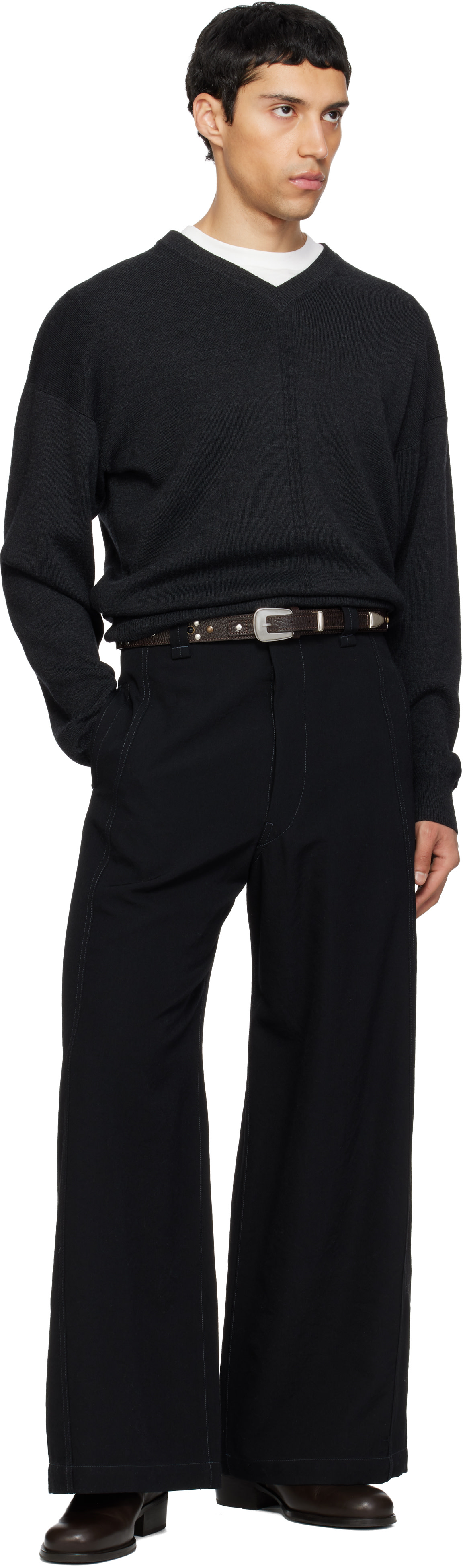 LEMAIRE: Brown Western Studs 30 Belt | SSENSE