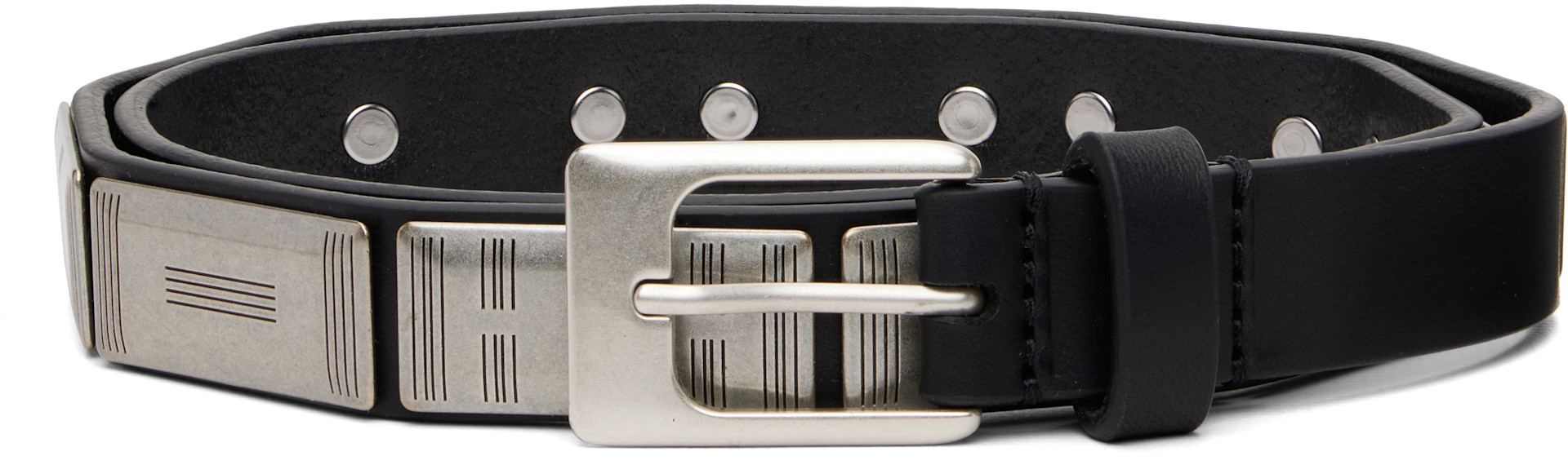 LEMAIRE: Black & Silver Buffalo Studs 20 Belt | SSENSE