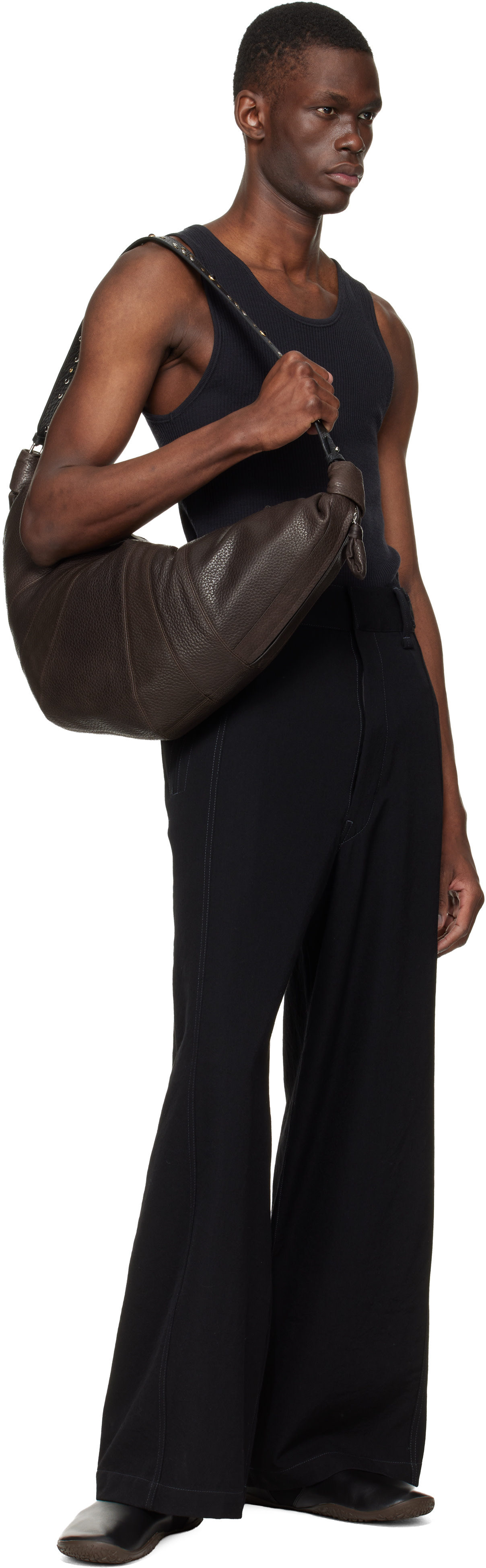 LEMAIRE - Brown Western Studs Large Croissant Bag