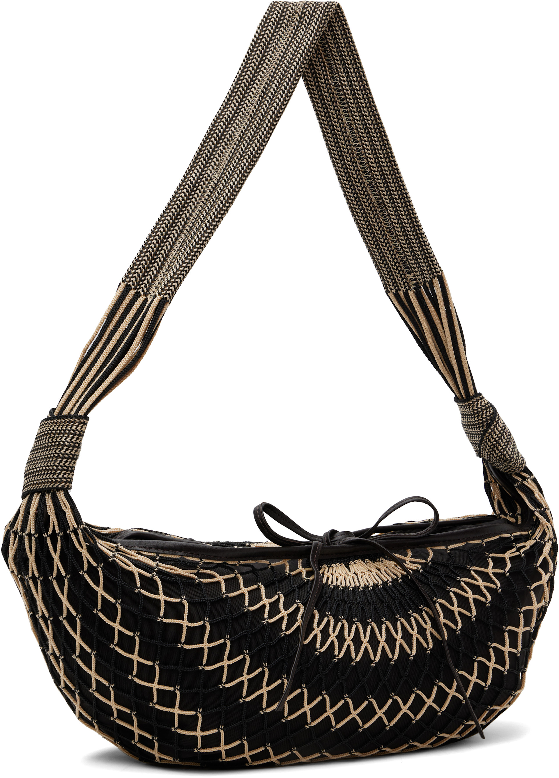 LEMAIRE: Black & Beige Croissant Filt Bag | SSENSE Canada