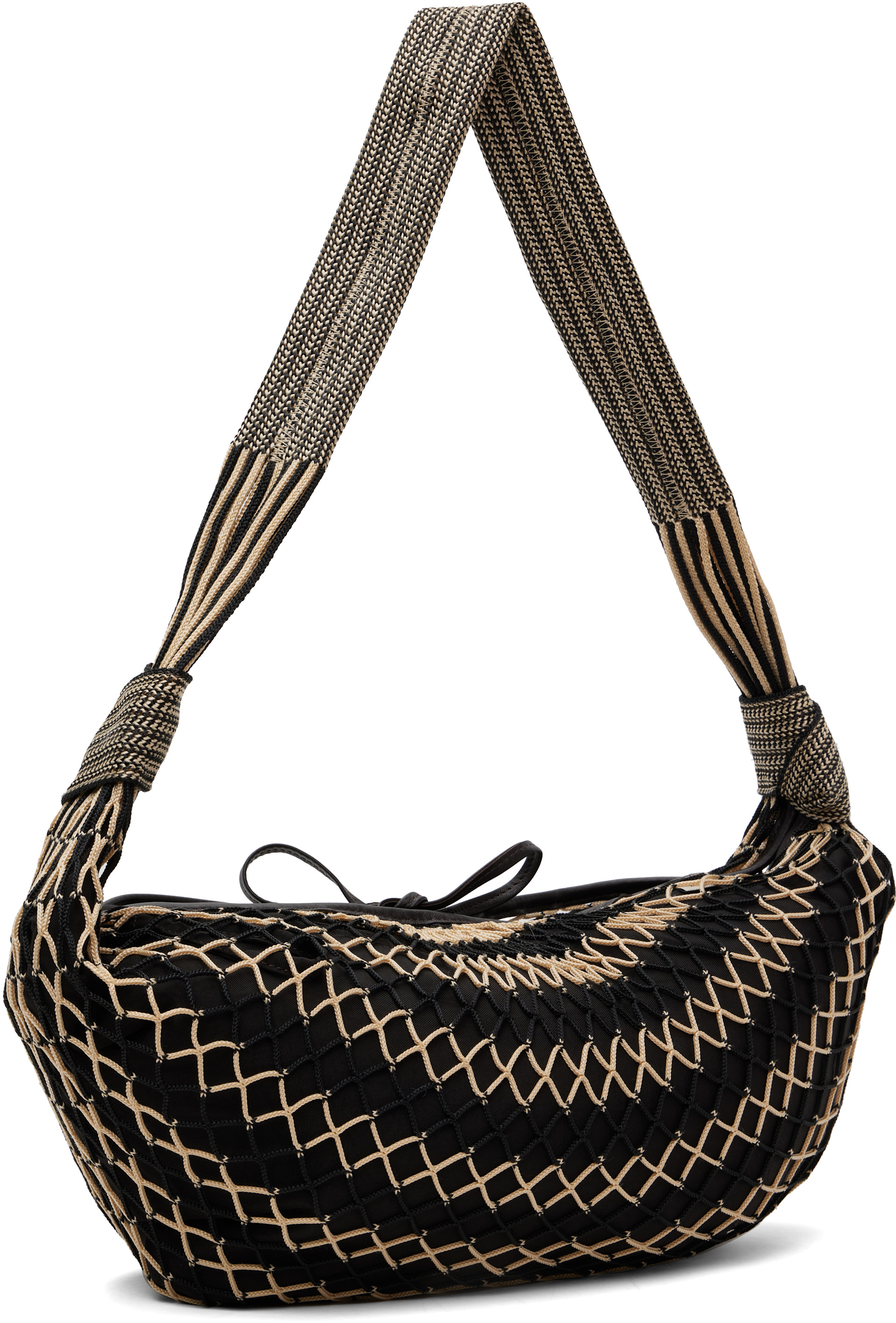 LEMAIRE: Black & Beige Croissant Filt Bag | SSENSE
