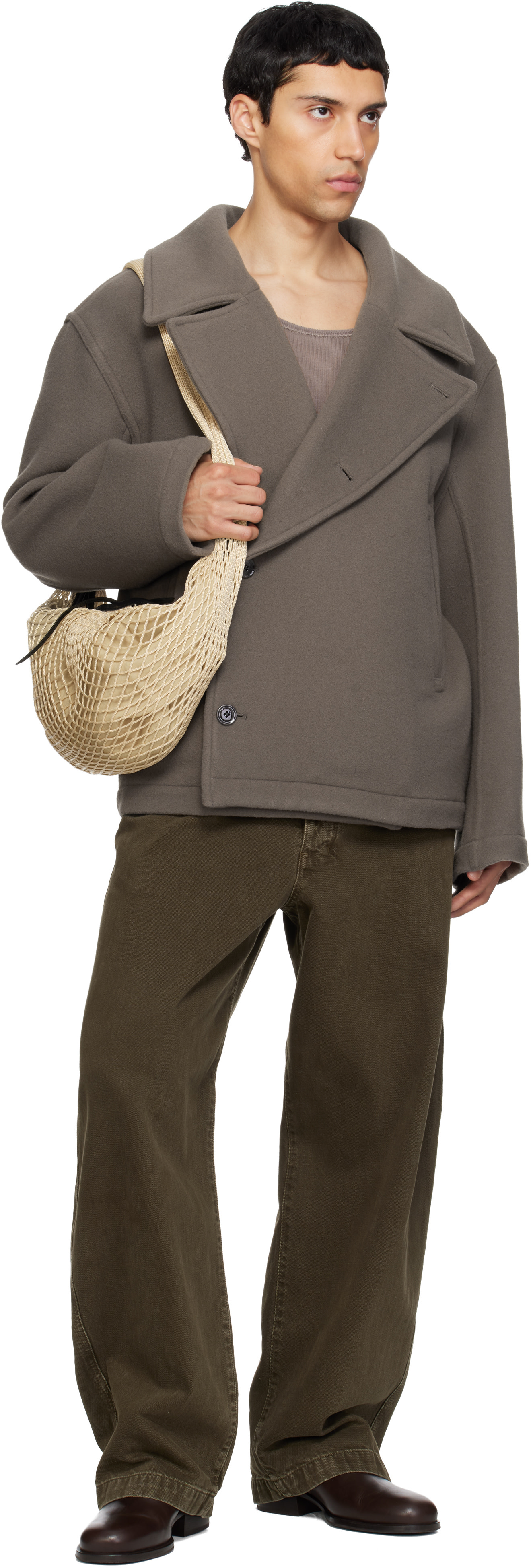 LEMAIRE: Beige Croissant Filt Bag | SSENSE
