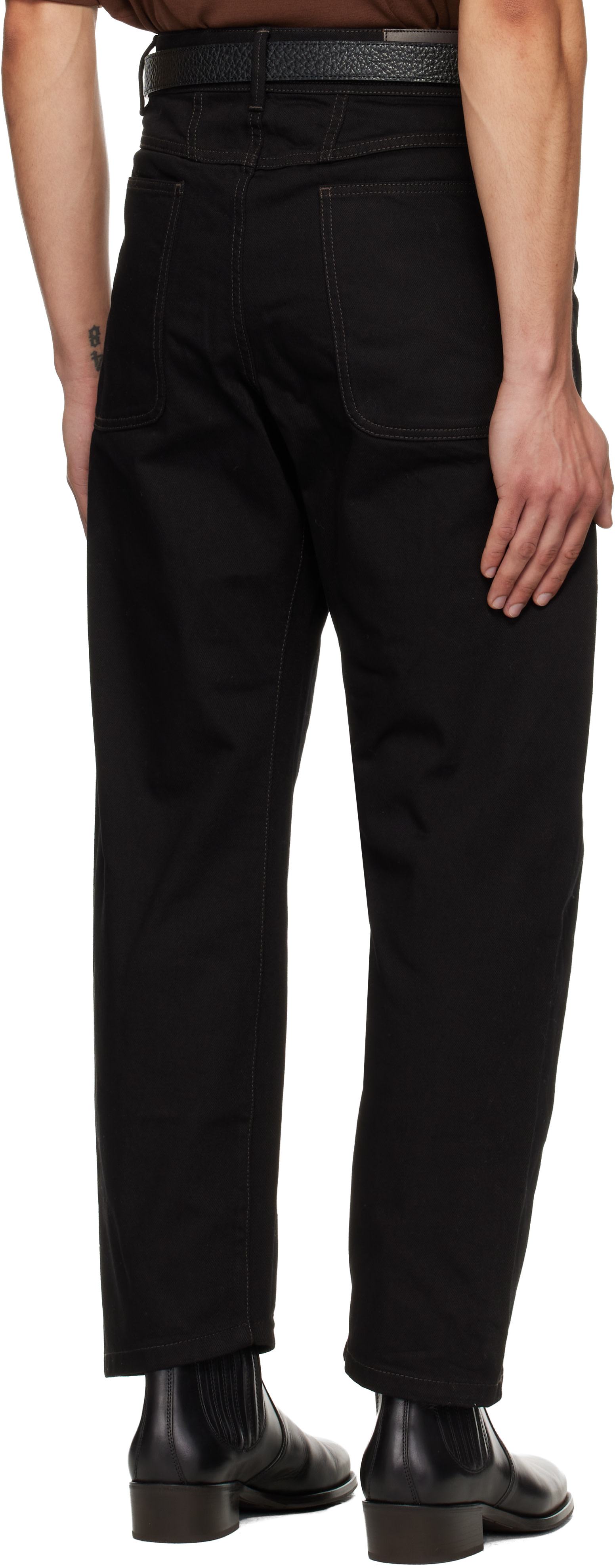 パンツ Lemaire TWISTED WORKWEAR denim 48size LEMAIRE: Black Twisted Workwear Jeans | SSENSE