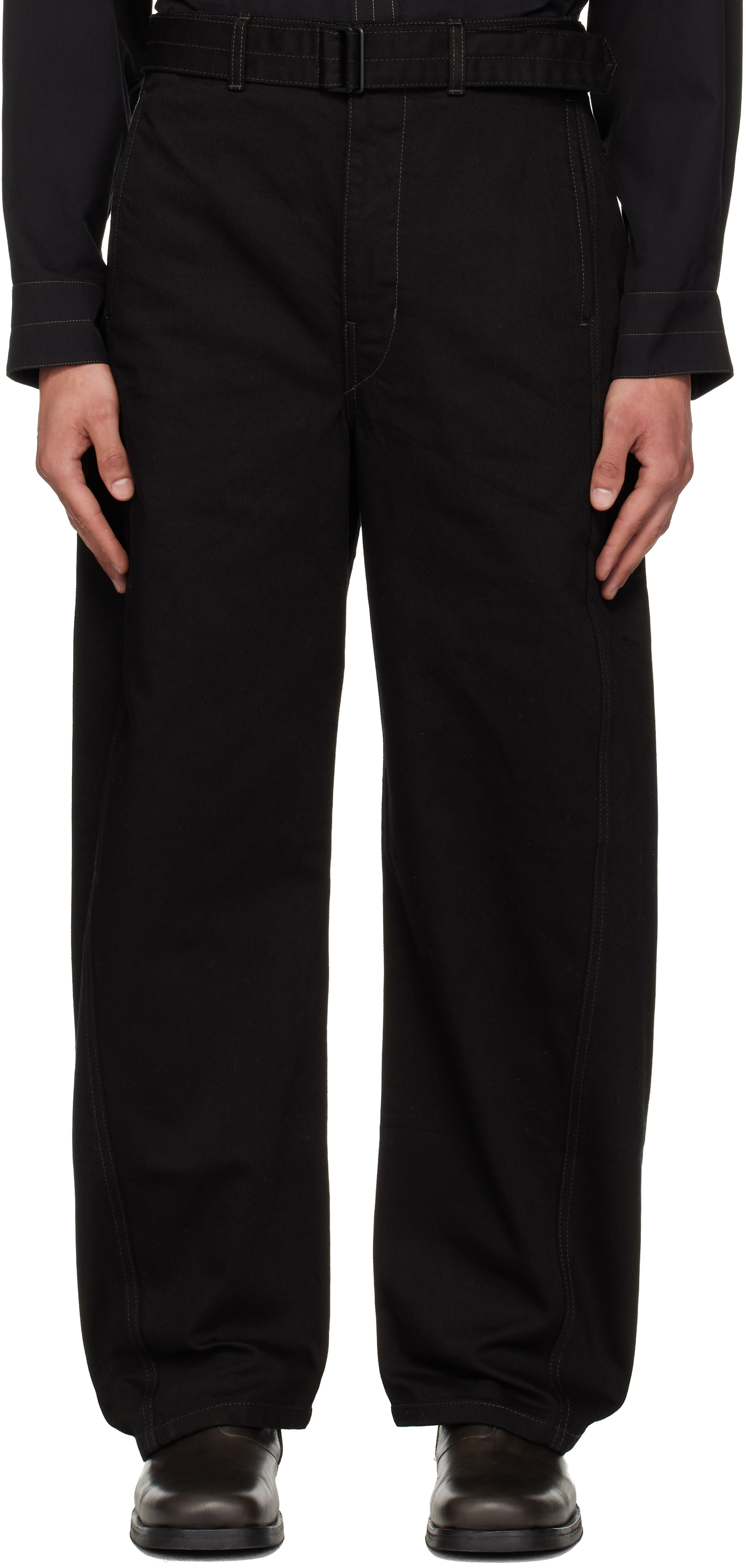 LEMAIRE: Black Twisted Belted Jeans | SSENSE