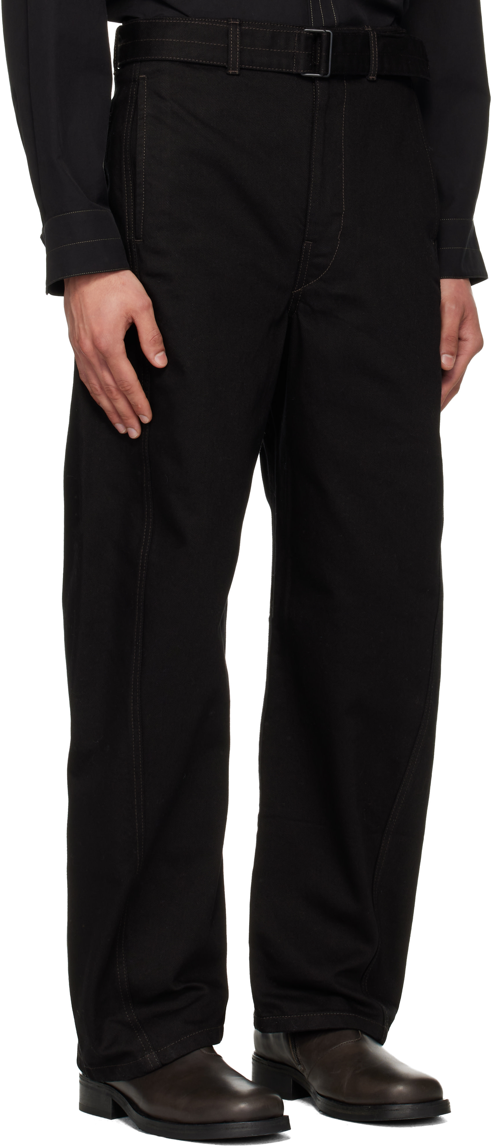 LEMAIRE: Black Twisted Belted Jeans | SSENSE