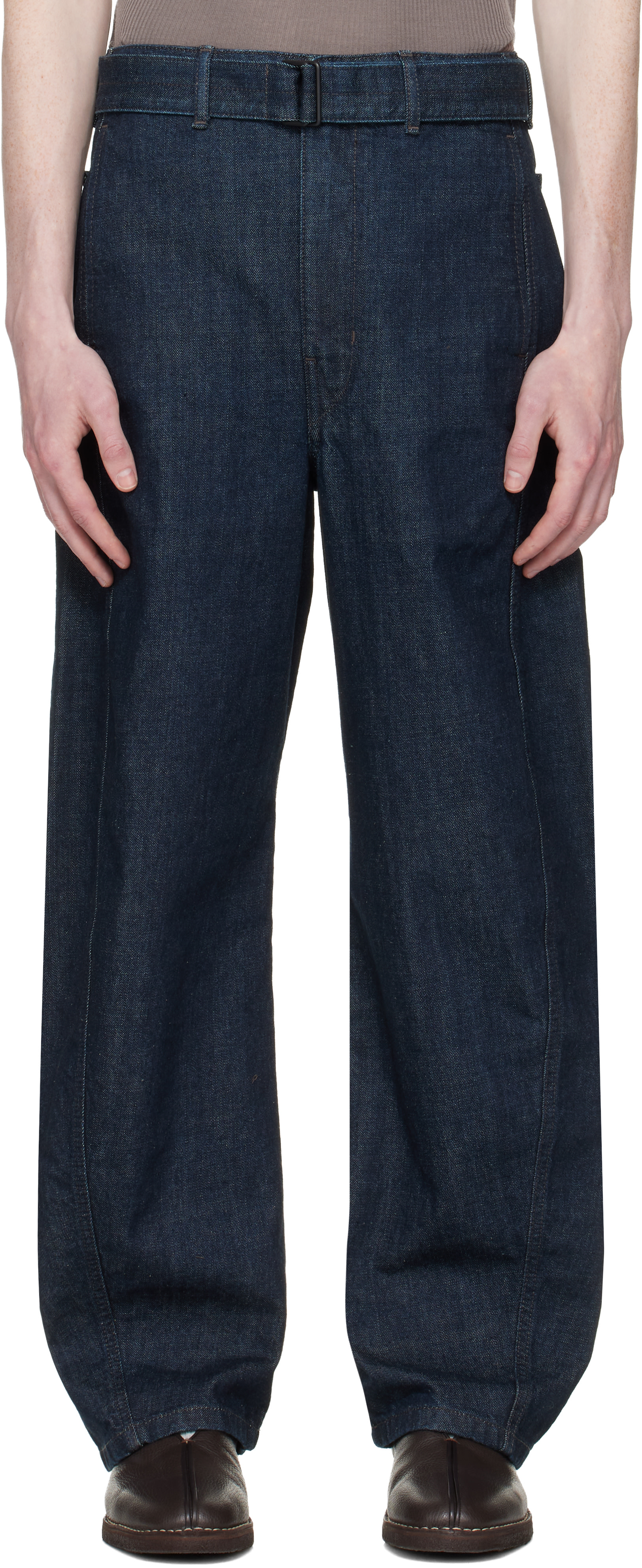 LEMAIRE - Navy Twisted Belted Jeans