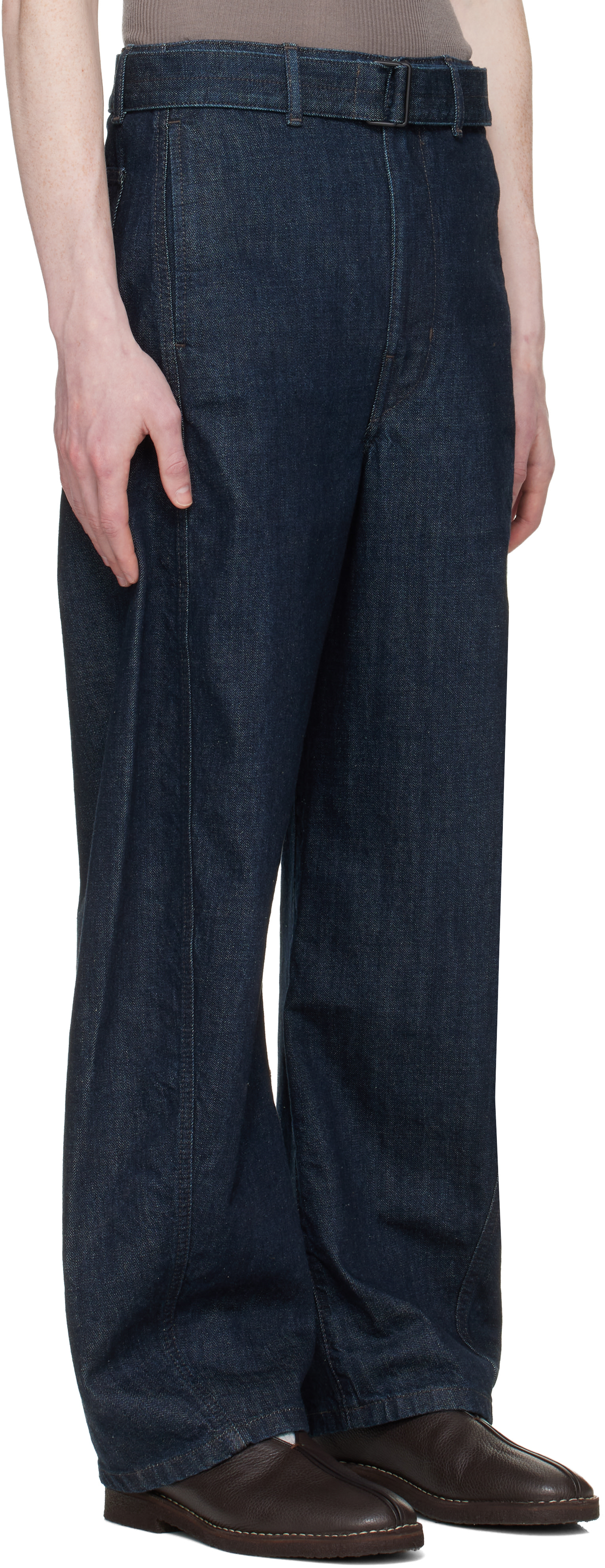 LEMAIRE - Navy Twisted Belted Jeans