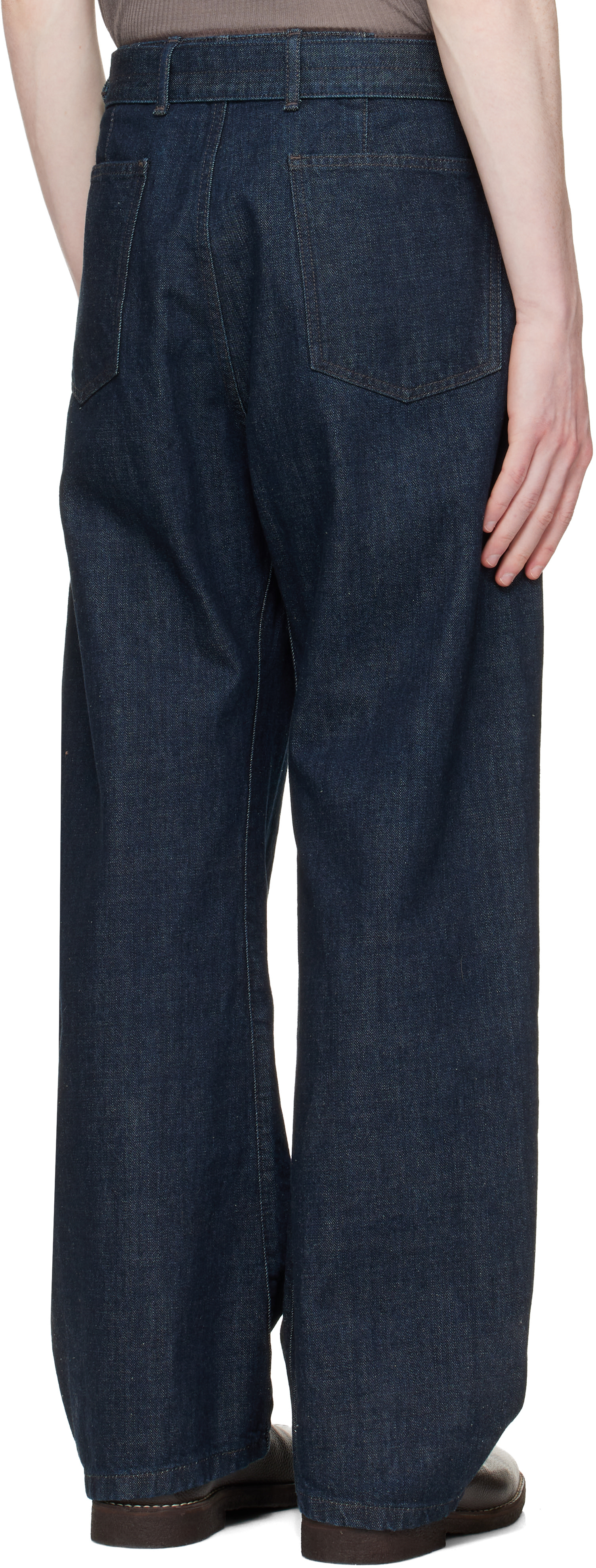 LEMAIRE - Navy Twisted Belted Jeans
