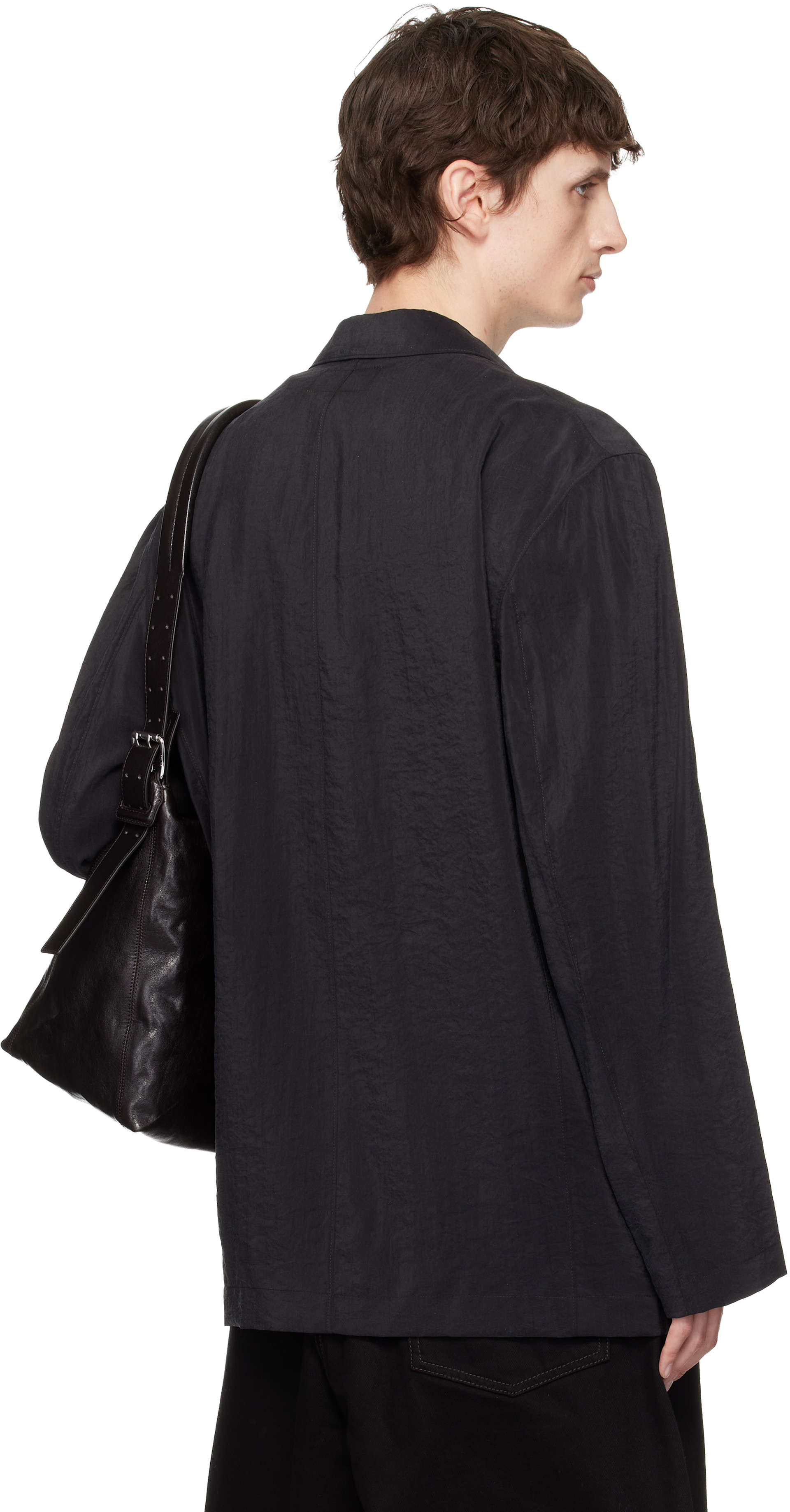 LEMAIRE - Black Soft Double Breasted Dry Silk Blazer