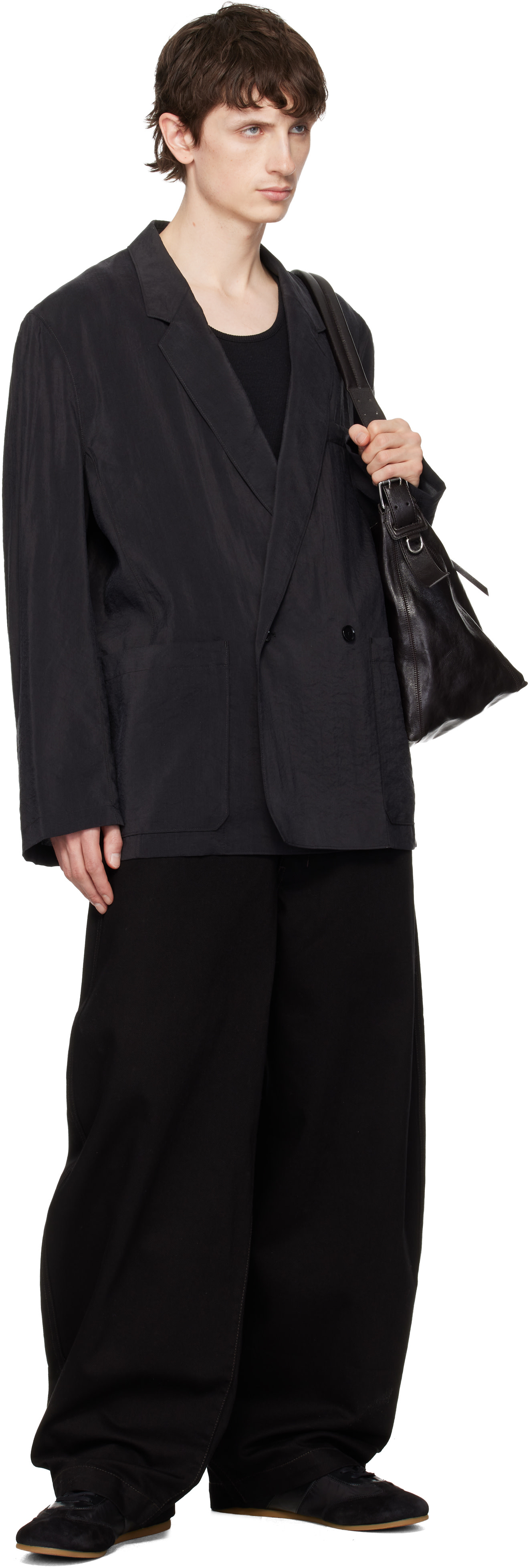 LEMAIRE - Black Soft Double Breasted Dry Silk Blazer