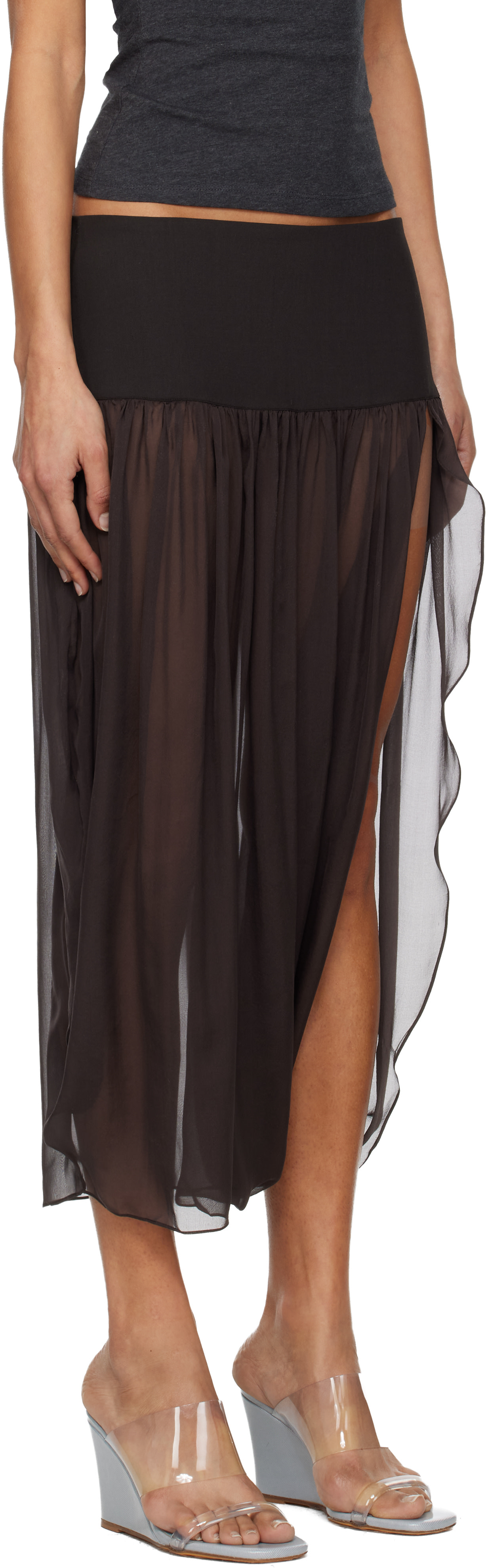 Paloma Wool: Brown Mila Midi Skirt | SSENSE