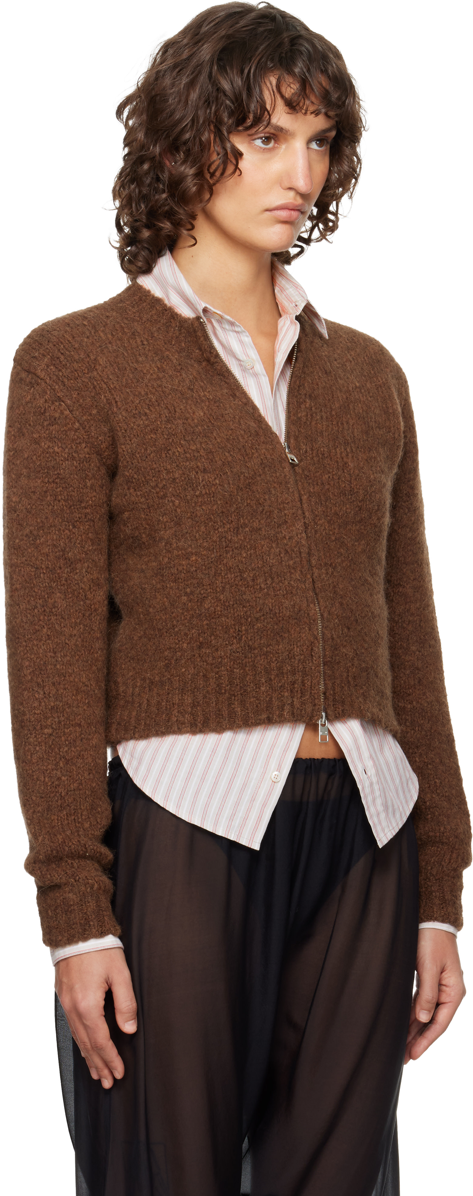 Paloma Wool - Pull 'Hasta Luego' brun à glissière