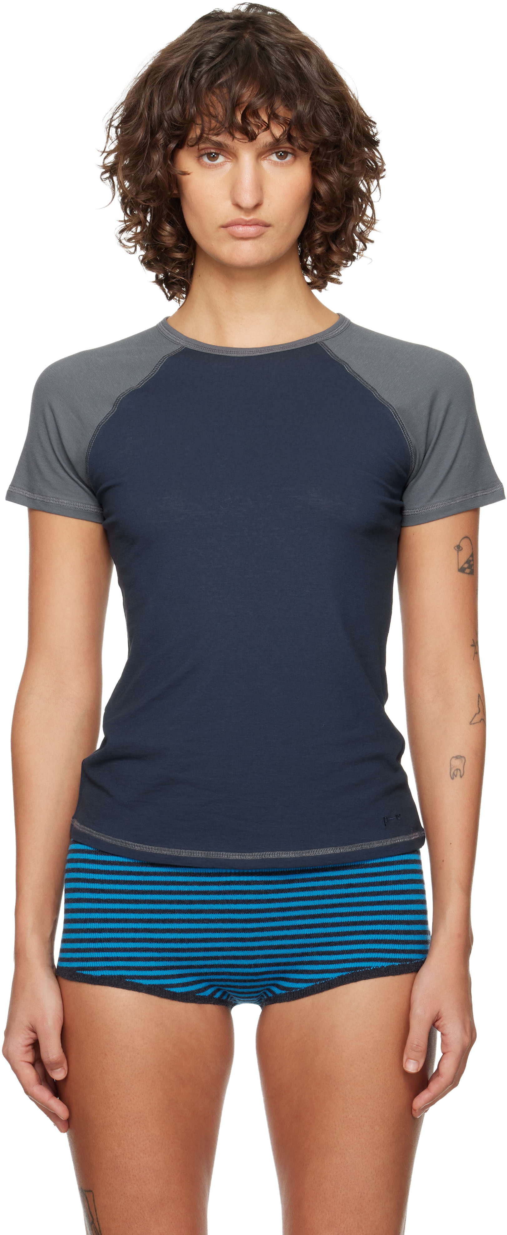 Paloma Wool: Navy & Gray Cruiff T-shirt | SSENSE