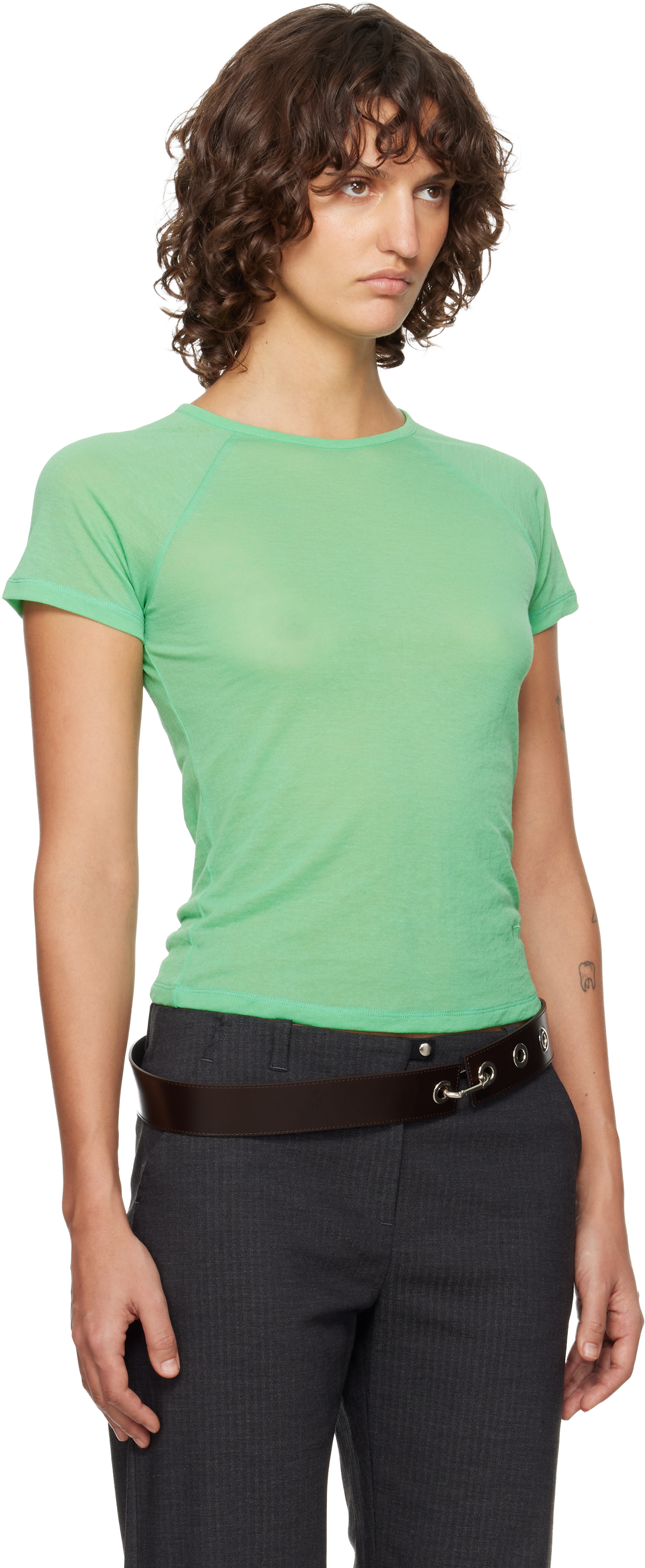 palomawool カットソー LOTTO-Asymmetric long-sleeved cupro top with cuffs and side slit
