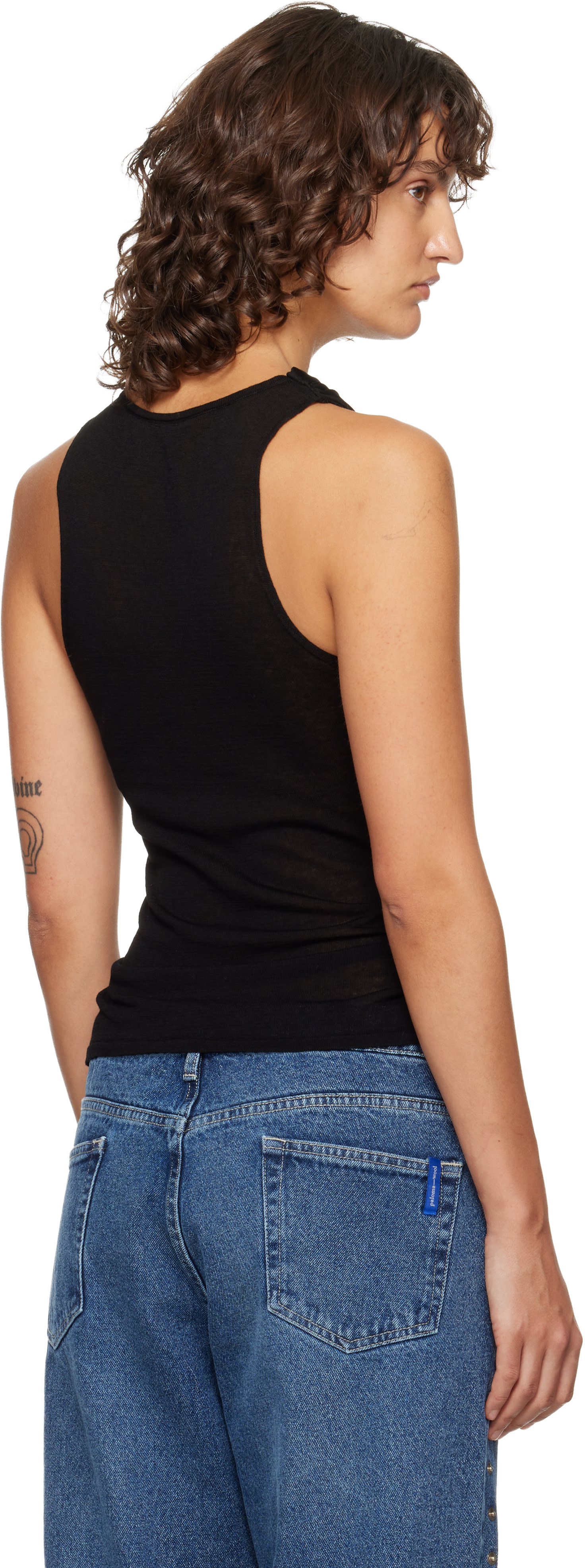 paloma wool ストレッチ タンクトップ‌ DULI-Brown asymmetrical sleeveless top featuring an open-back