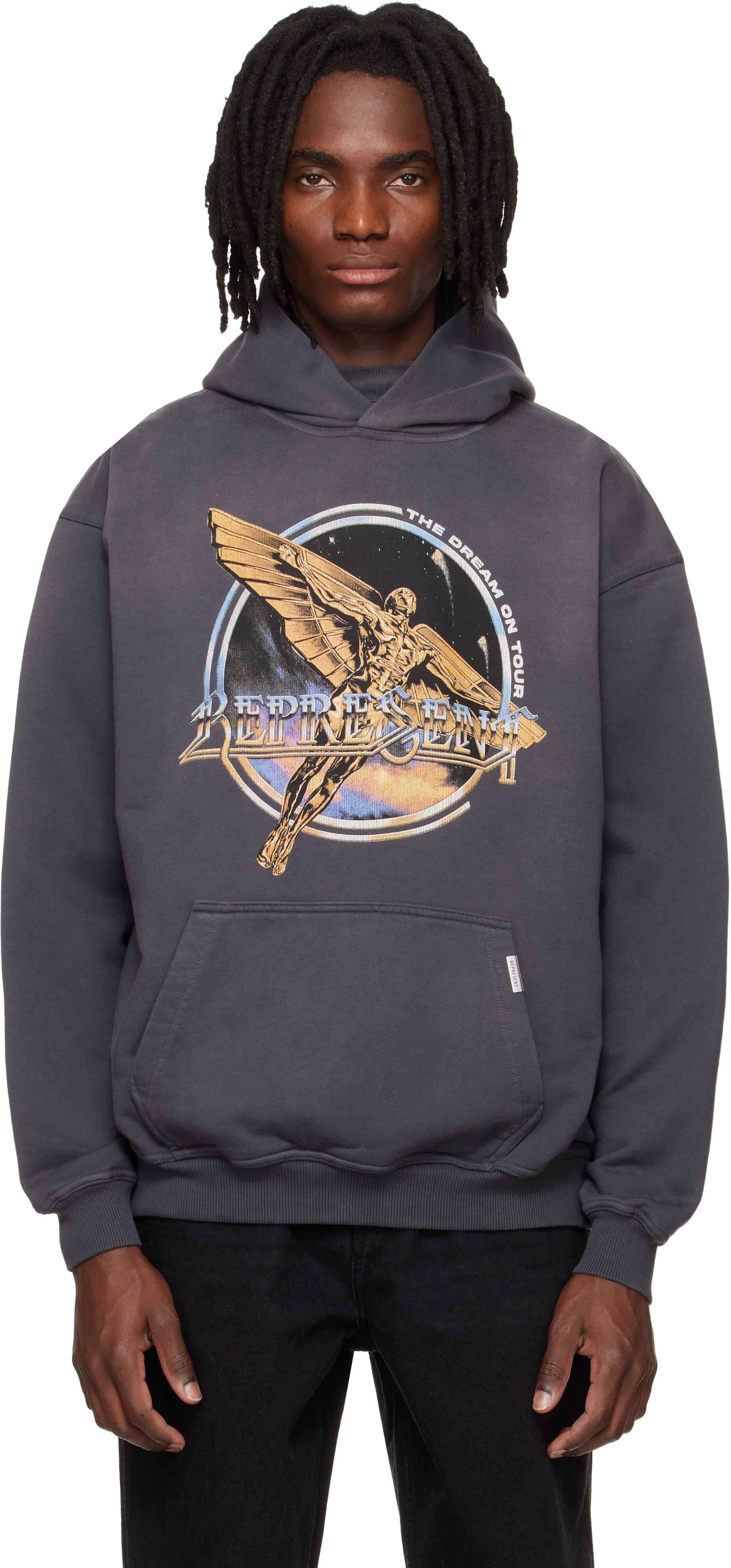 Represent - Pull à capuche Golden Tour gris