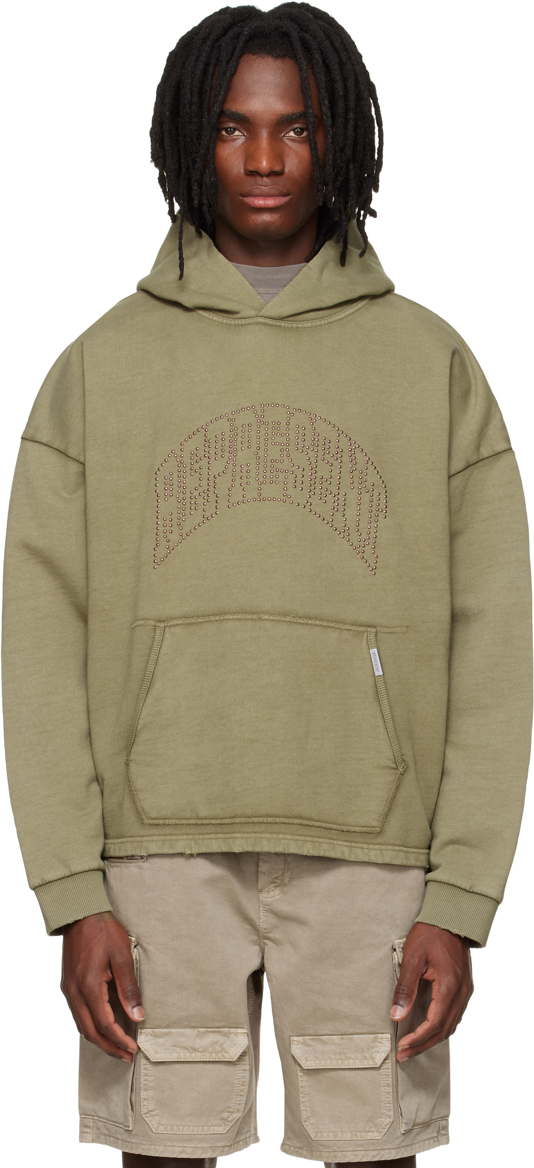 Represent - Pull à capuche kaki à logo clouté