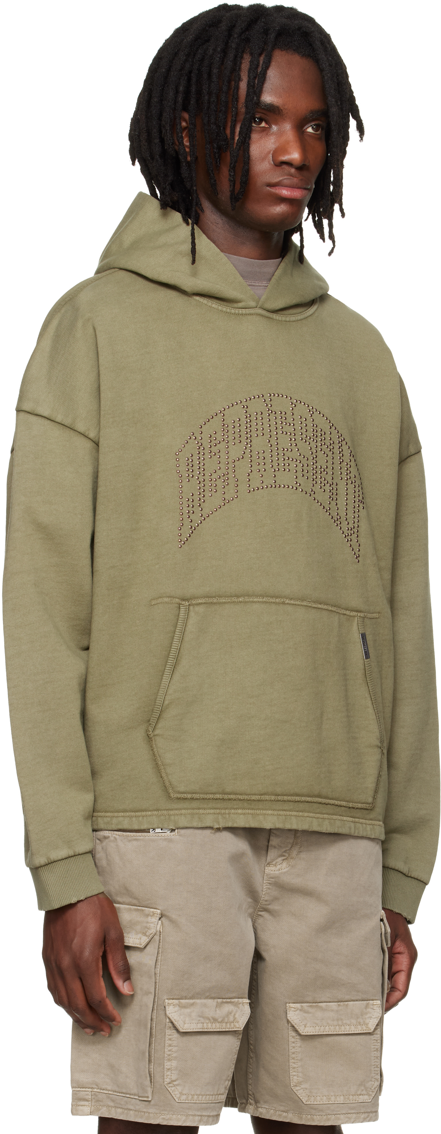 Represent - Pull à capuche kaki à logo clouté